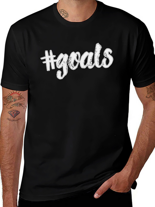 #Goals Black Graphic Tee - Casual Style