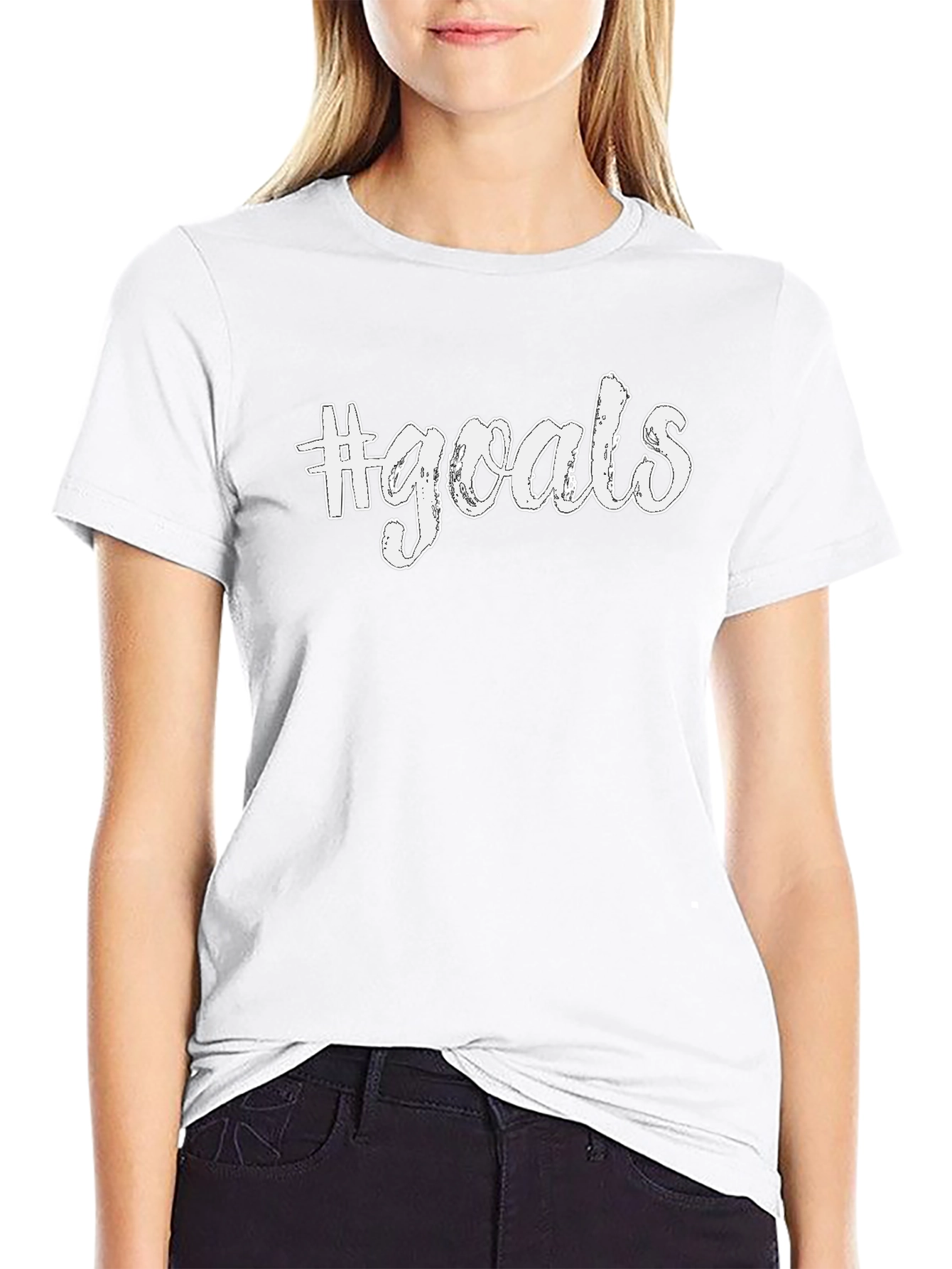 #Goals Black Graphic Tee - Casual Style