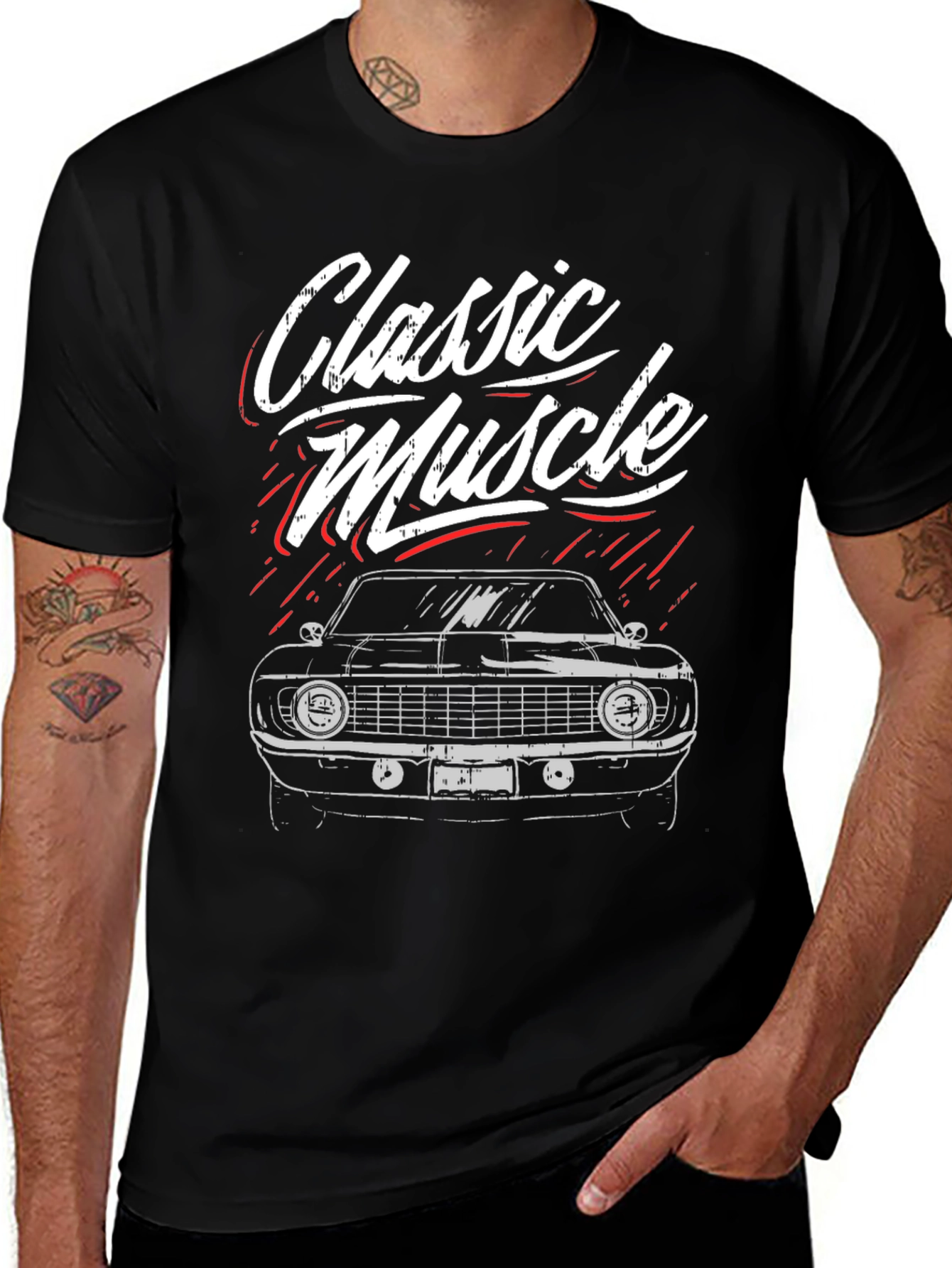 Classic Muscle Car Graphic Tee - Black