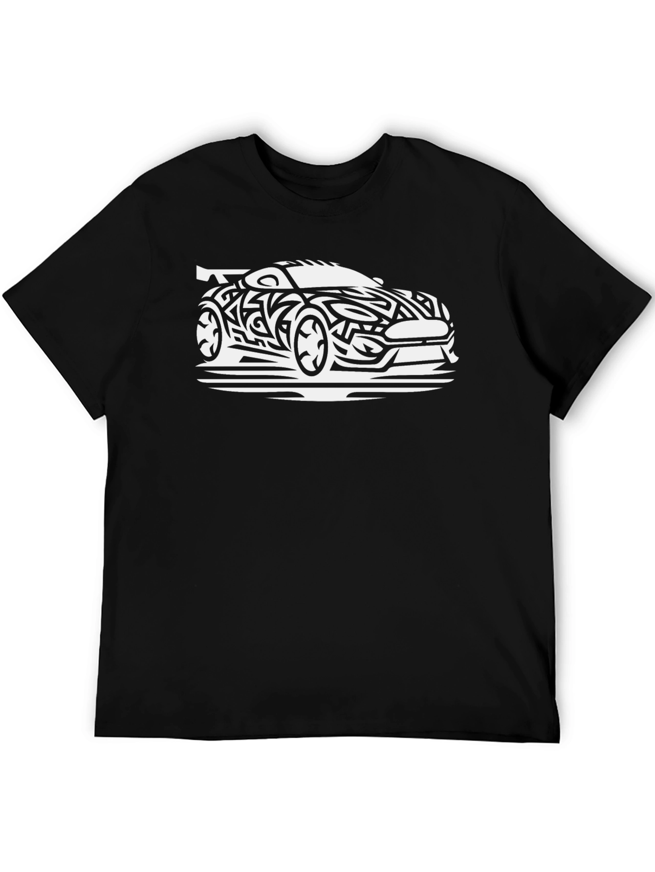 Tribal Car Graphic Black Tee - Stylish & Unique