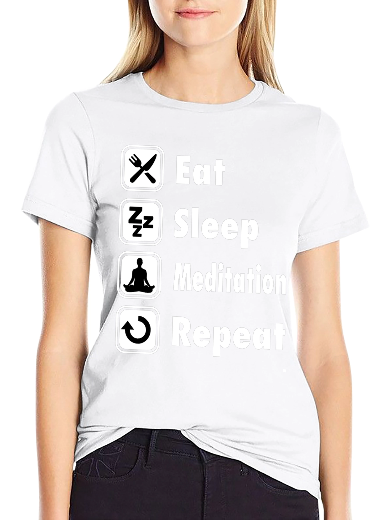 Eat Sleep Meditation Repeat Graphic Tee