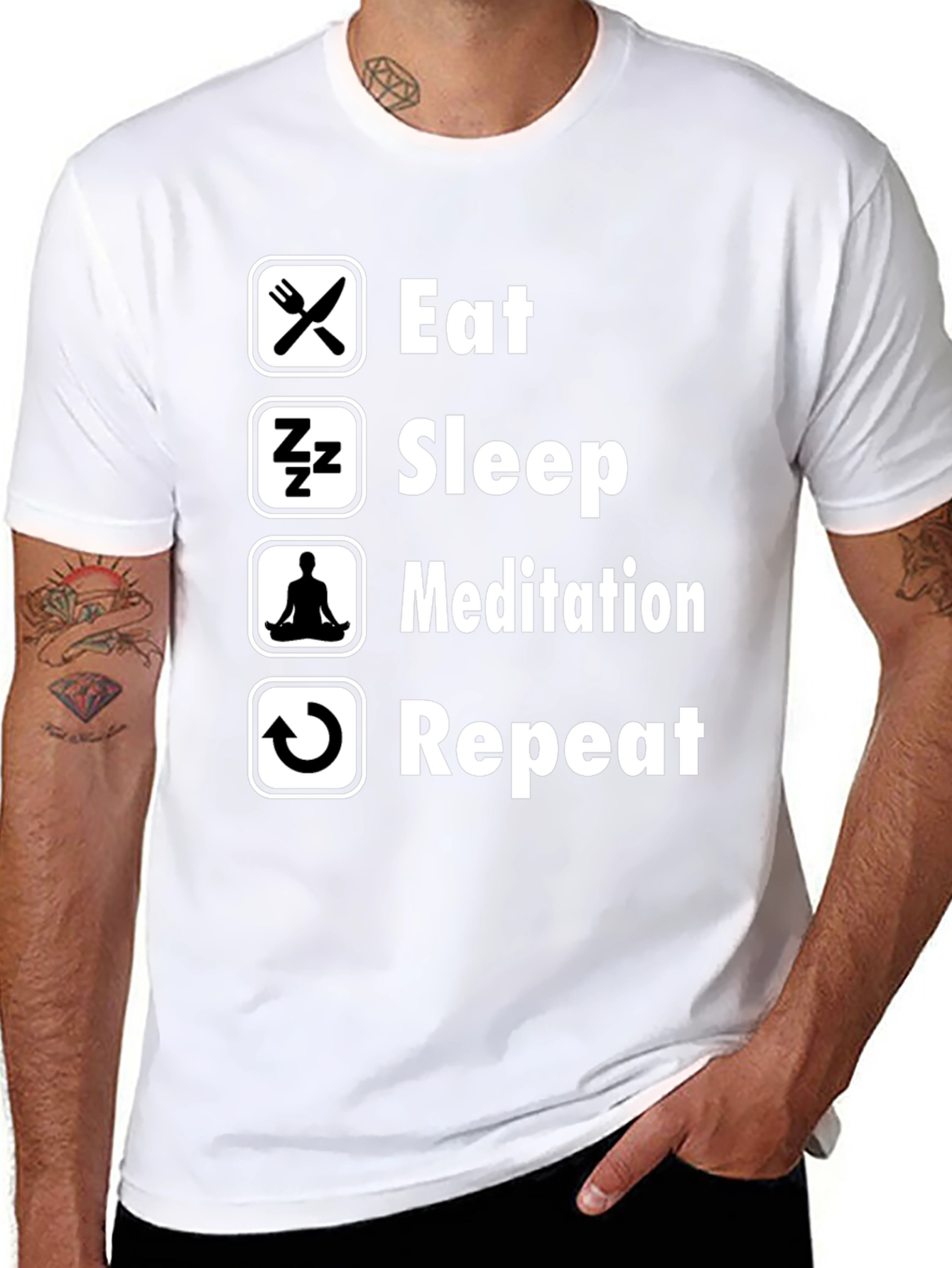Eat Sleep Meditation Repeat Graphic Tee