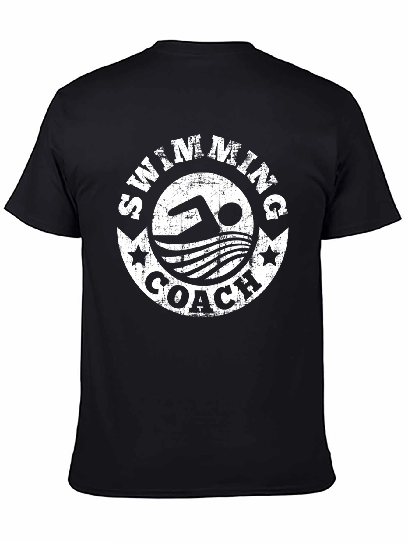 Swimming Coach Graphic T-Shirt - Black Crew Neck