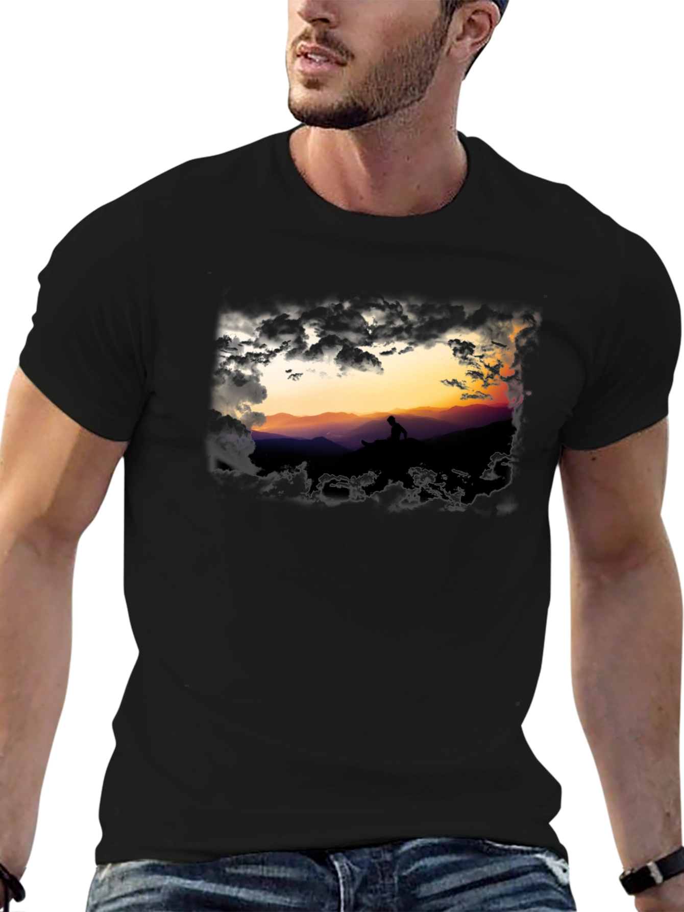 Silhouette Sunset Graphic Tee - Premium Cotton Blend