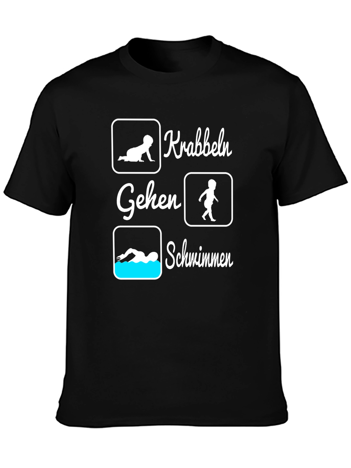 Crawling Walking Swimming Black Graphic Tee