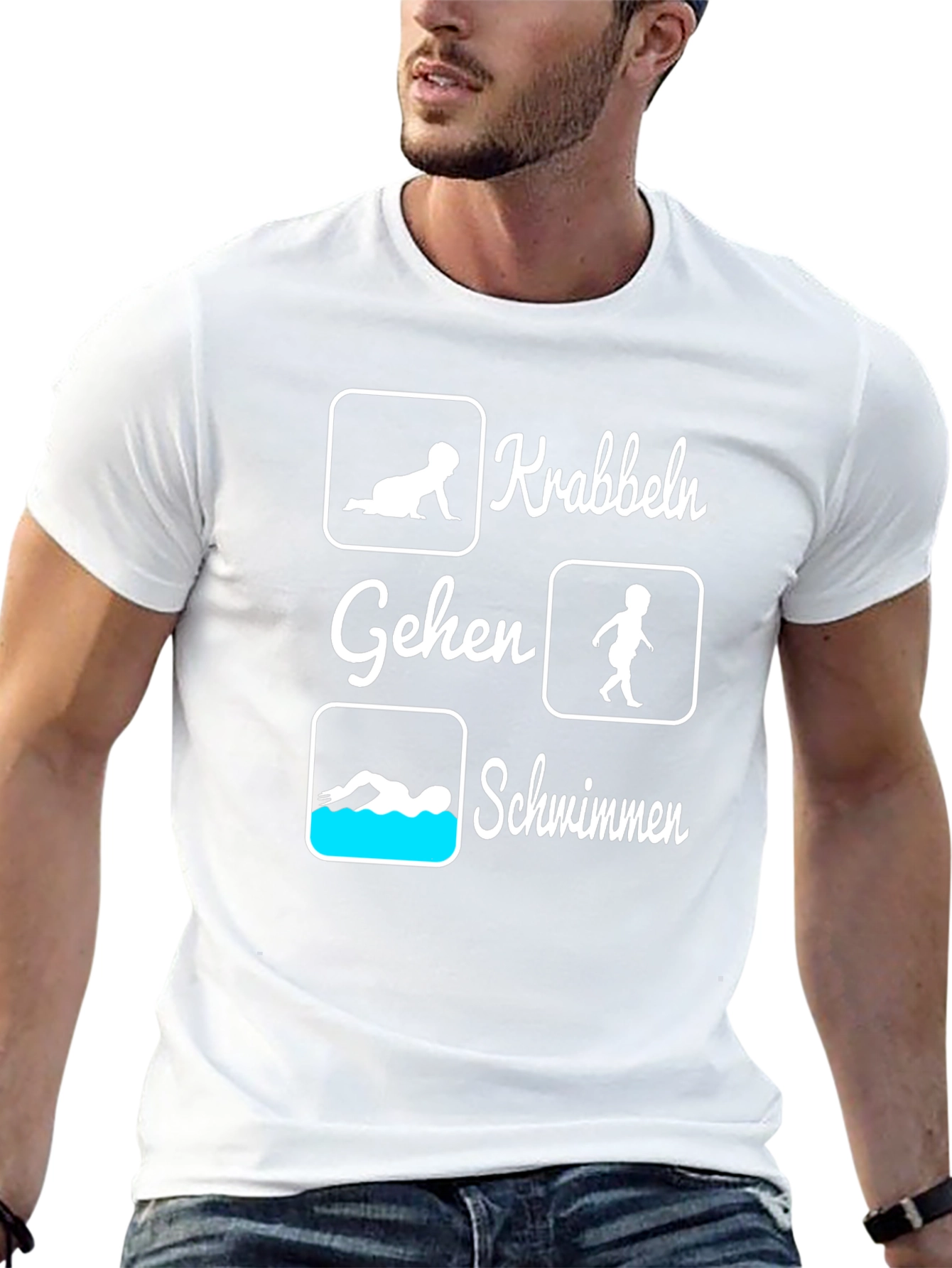 Crawling Walking Swimming Black Graphic Tee