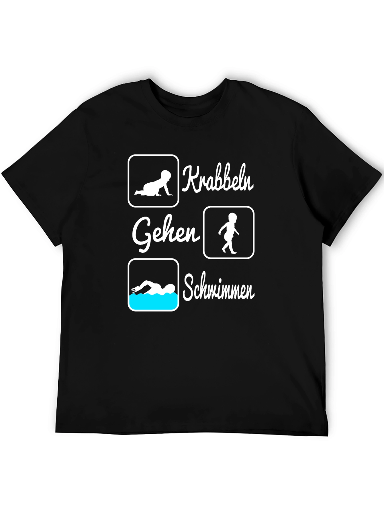 Crawling Walking Swimming Black Graphic Tee