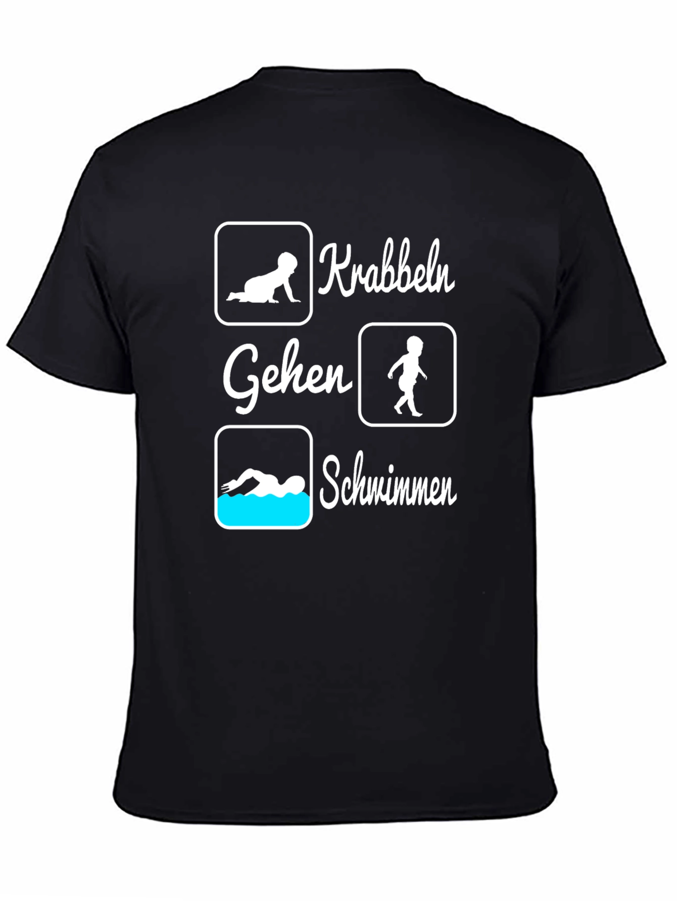 Crawling Walking Swimming Black Graphic Tee