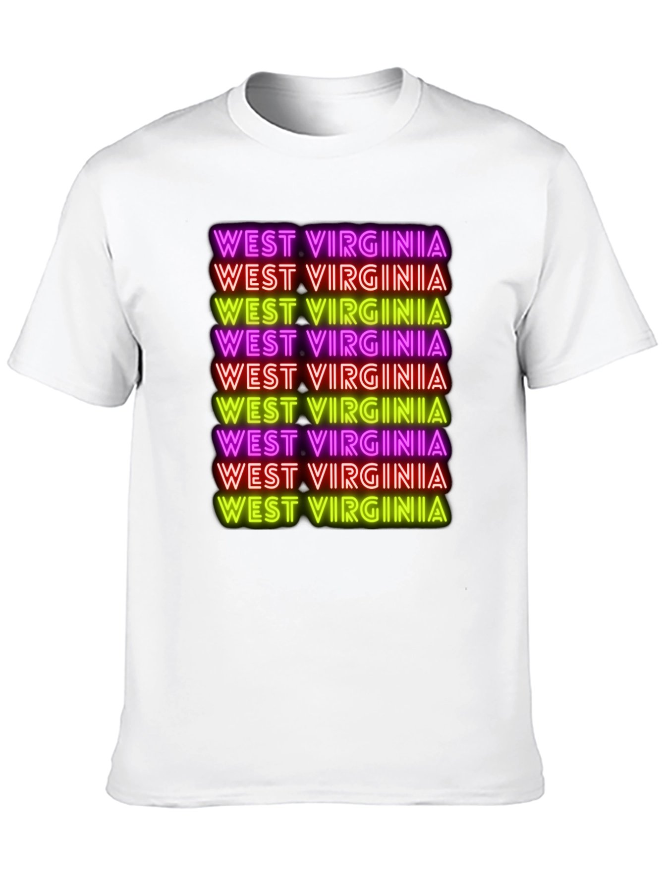 West Virginia Neon Text Black T-Shirt
