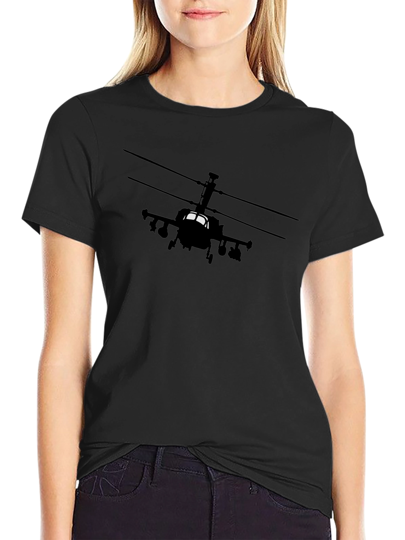 Apache Helicopter Graphic Black T-Shirt