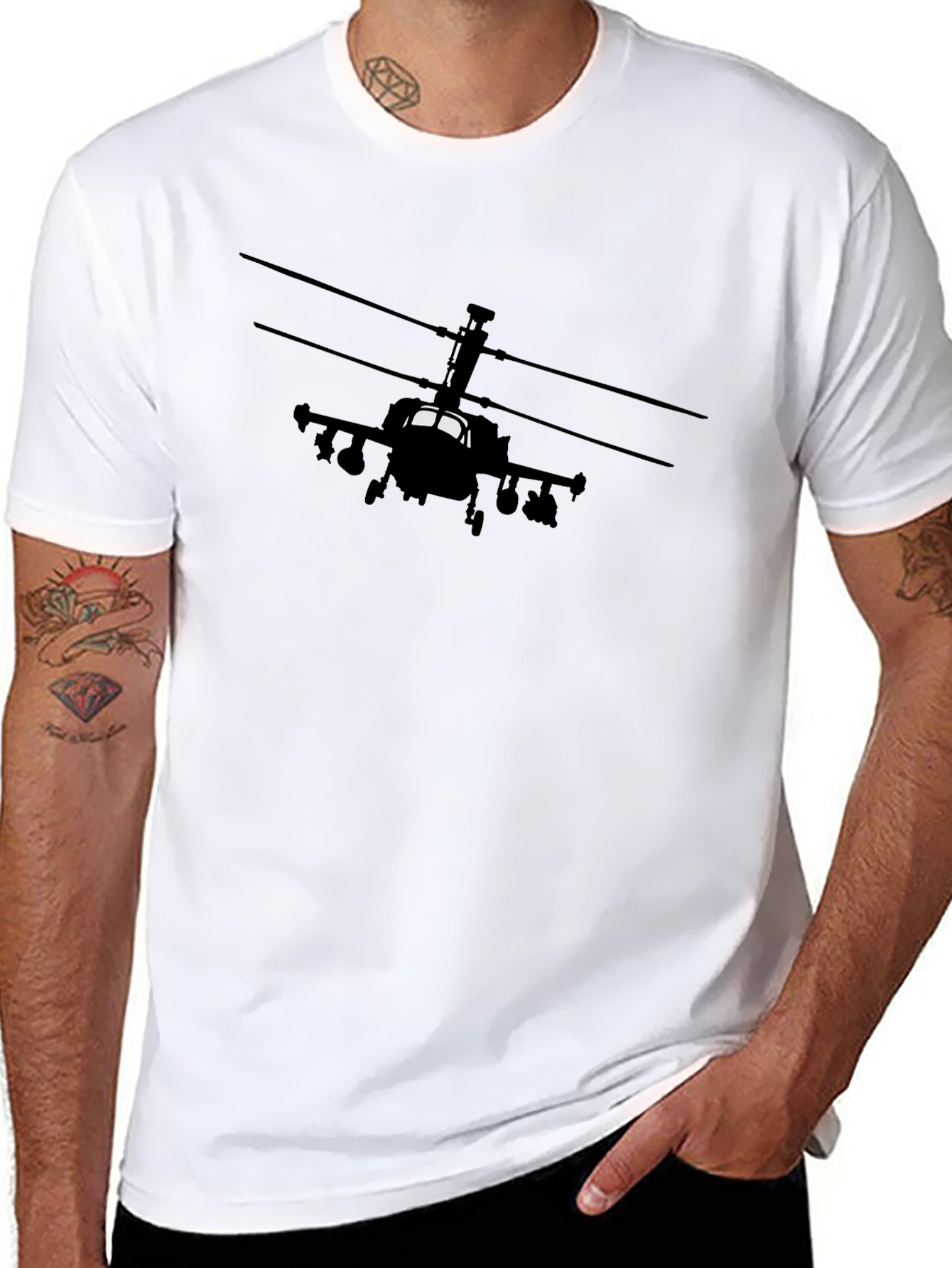 Apache Helicopter Graphic Black T-Shirt