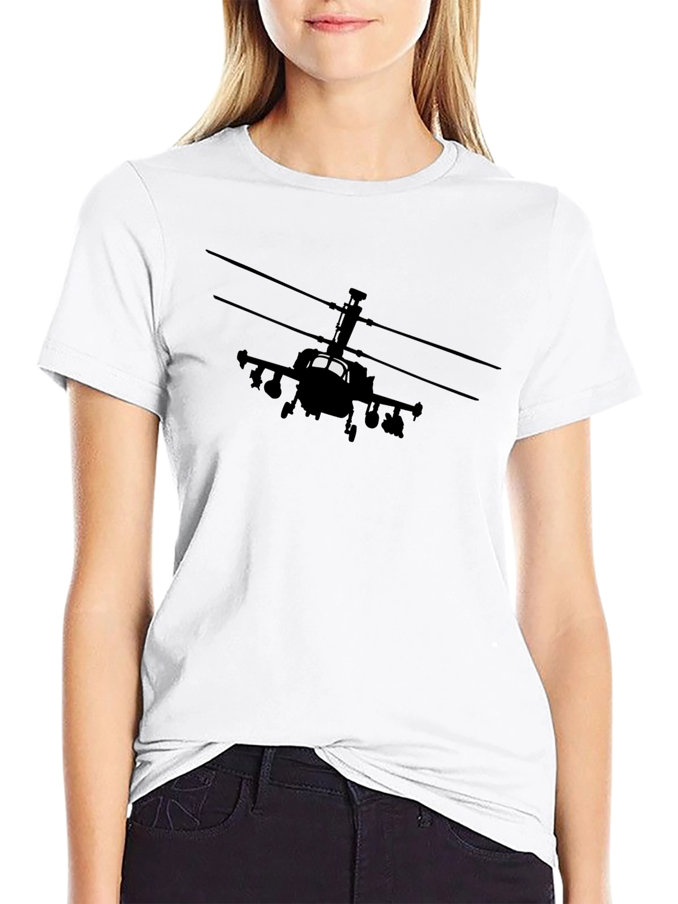 Apache Helicopter Graphic Black T-Shirt