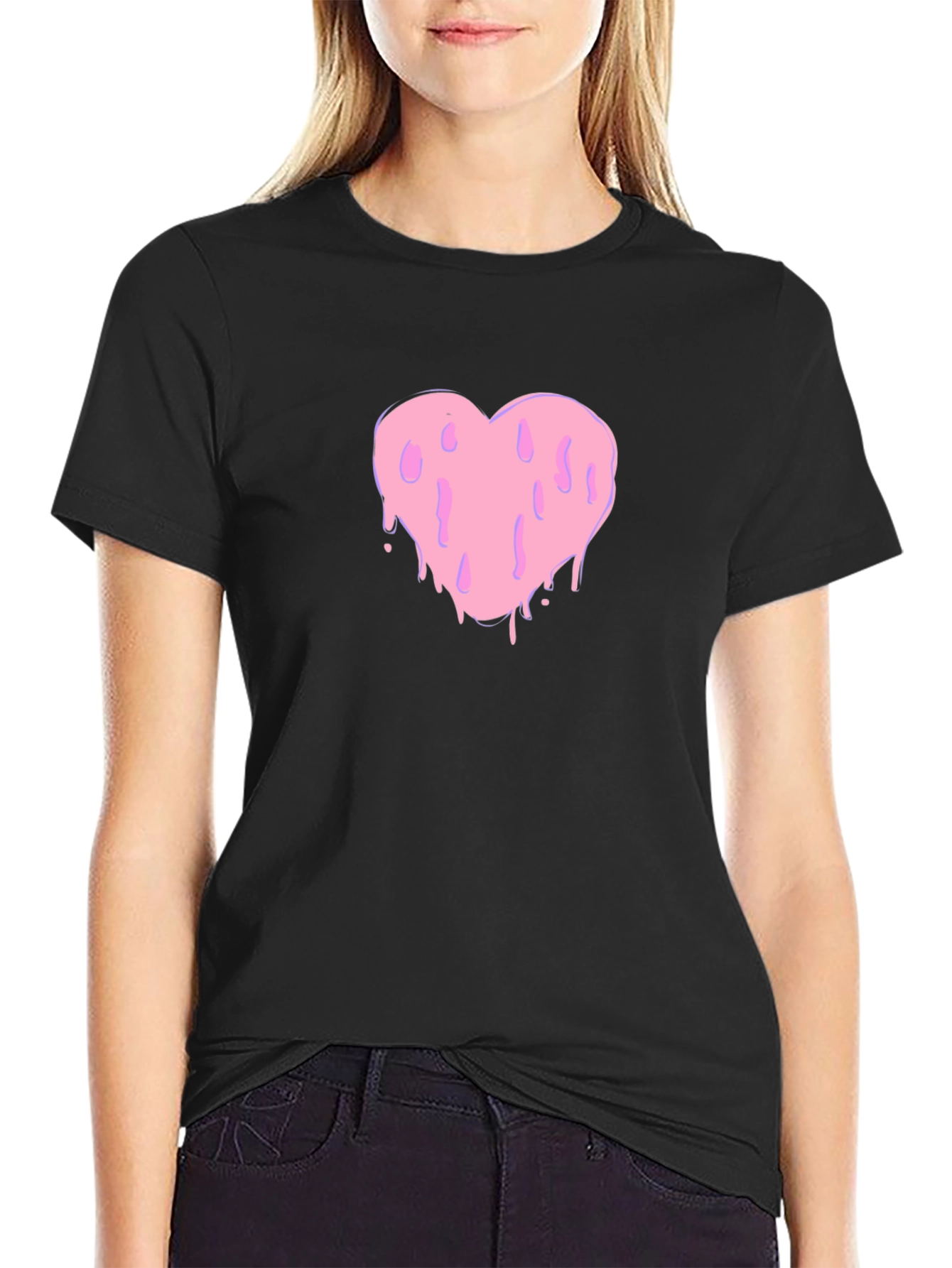 Melting Heart Graphic Black Tee
