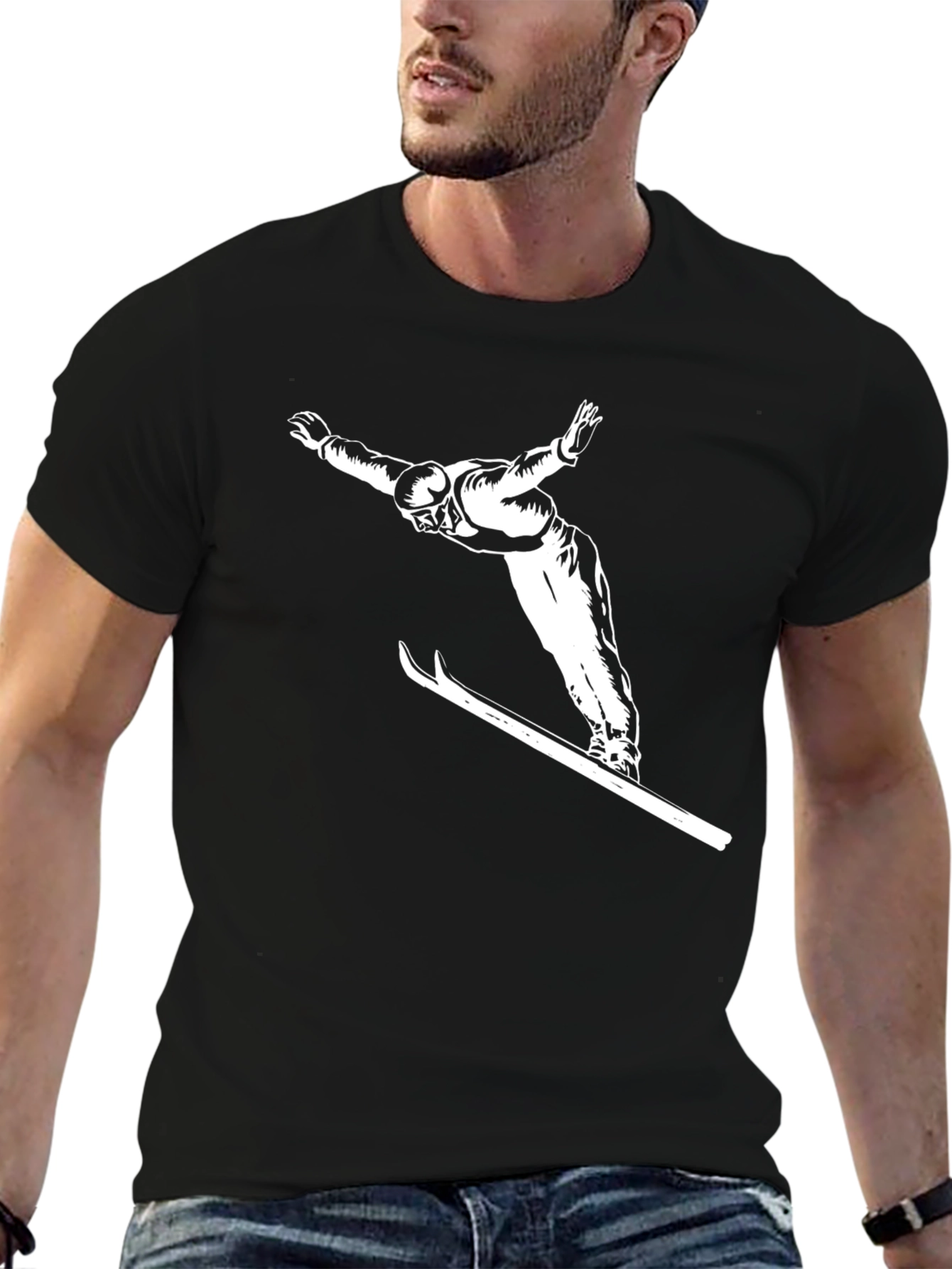 Black Ski Jumper Graphic Tee
