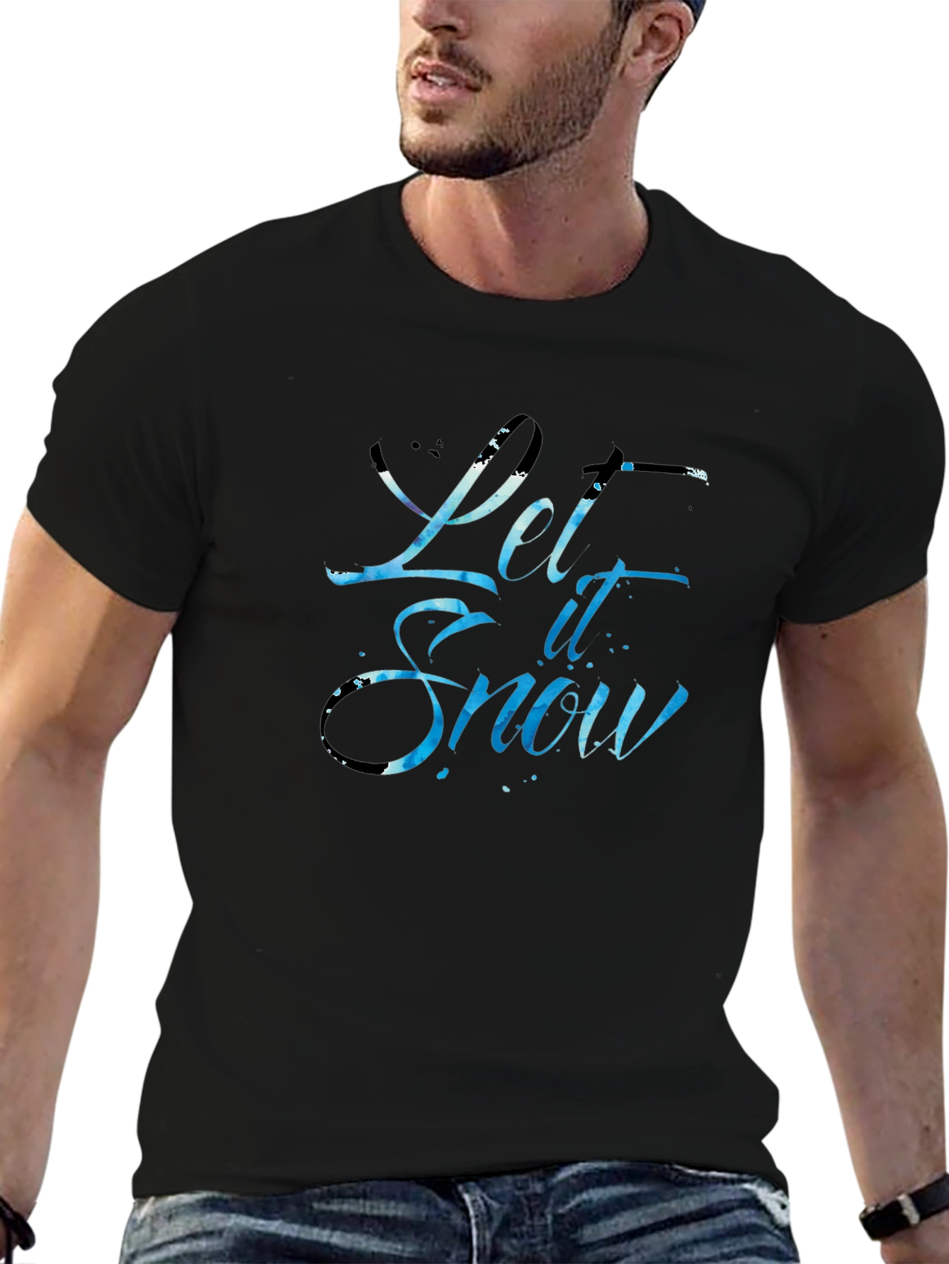 Let It Snow Graphic Black T-Shirt