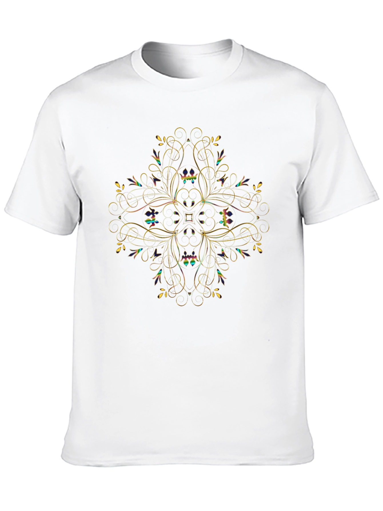 Elegant Floral Design Black T-Shirt