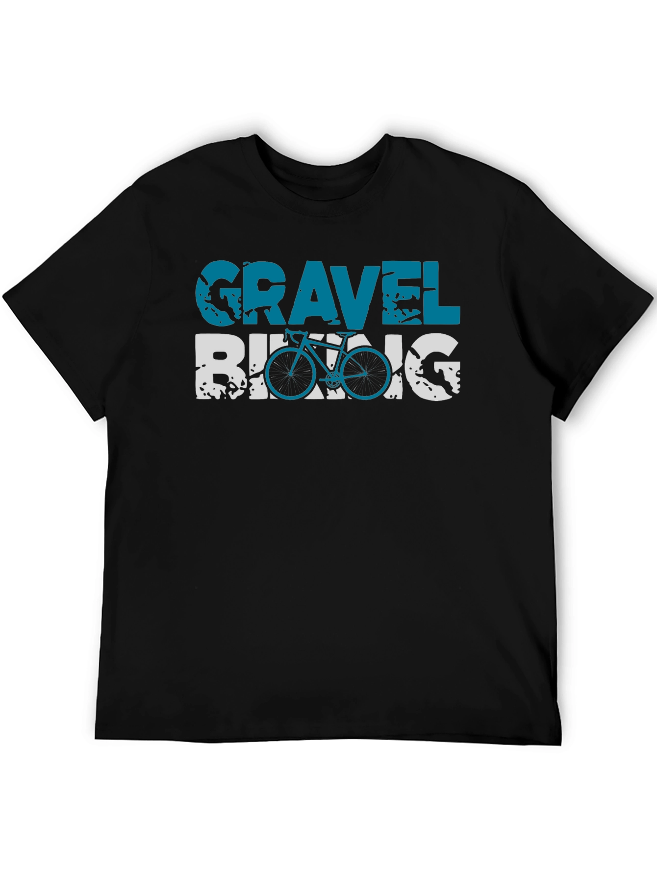 Gravel Biking Graphic Tee - Black Casual Shirt