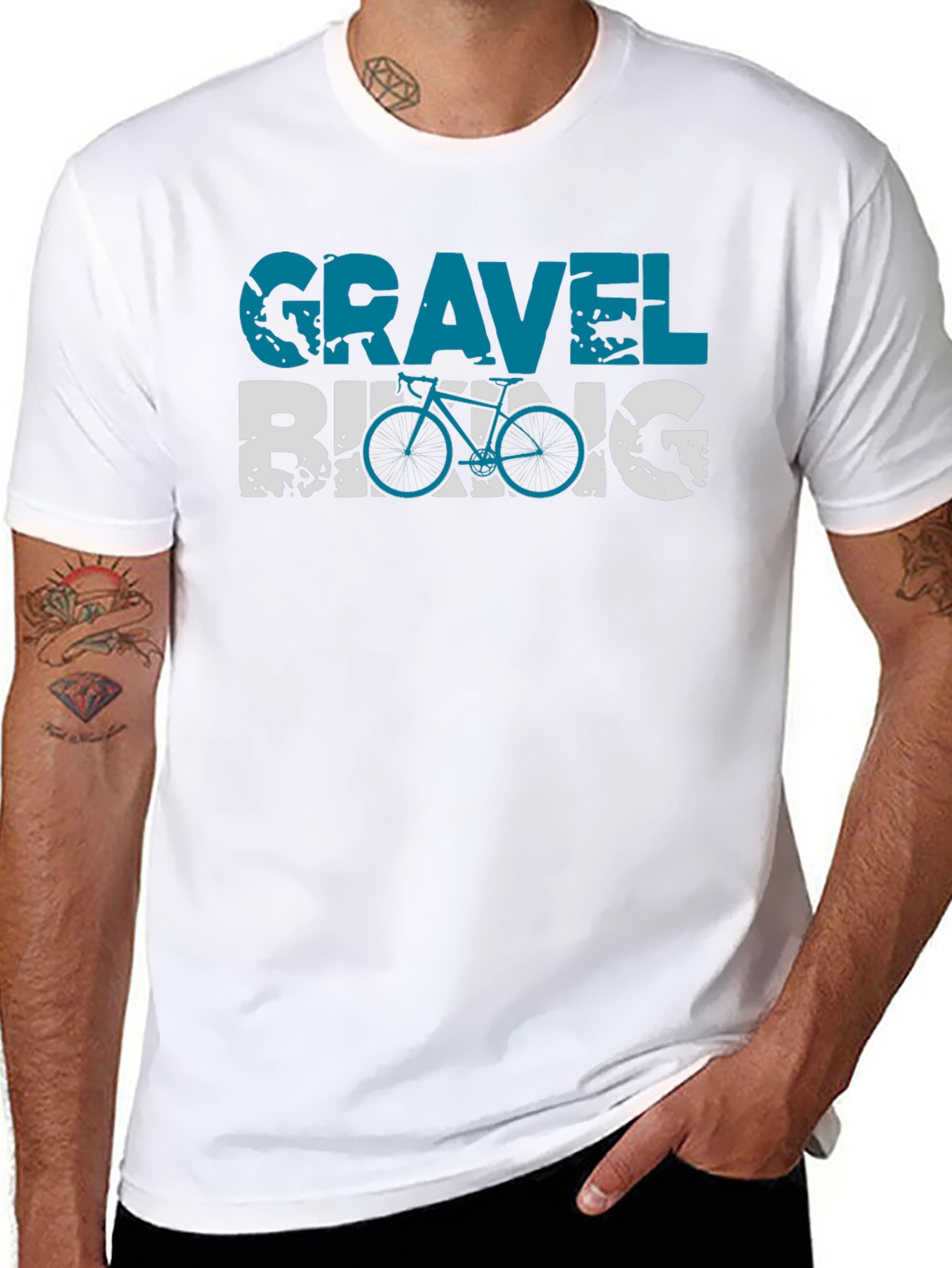 Gravel Biking Graphic Tee - Black Casual Shirt