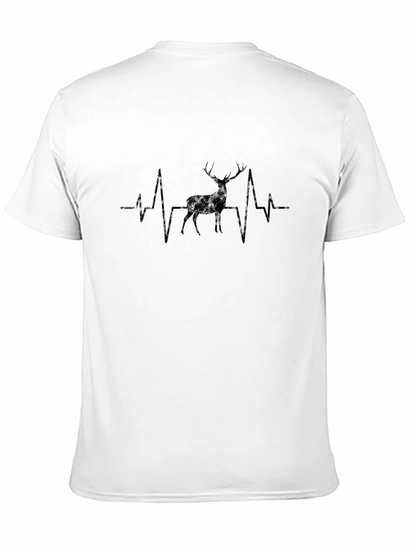 Deer Heartbeat Graphic Tee - Black Cotton T-Shirt