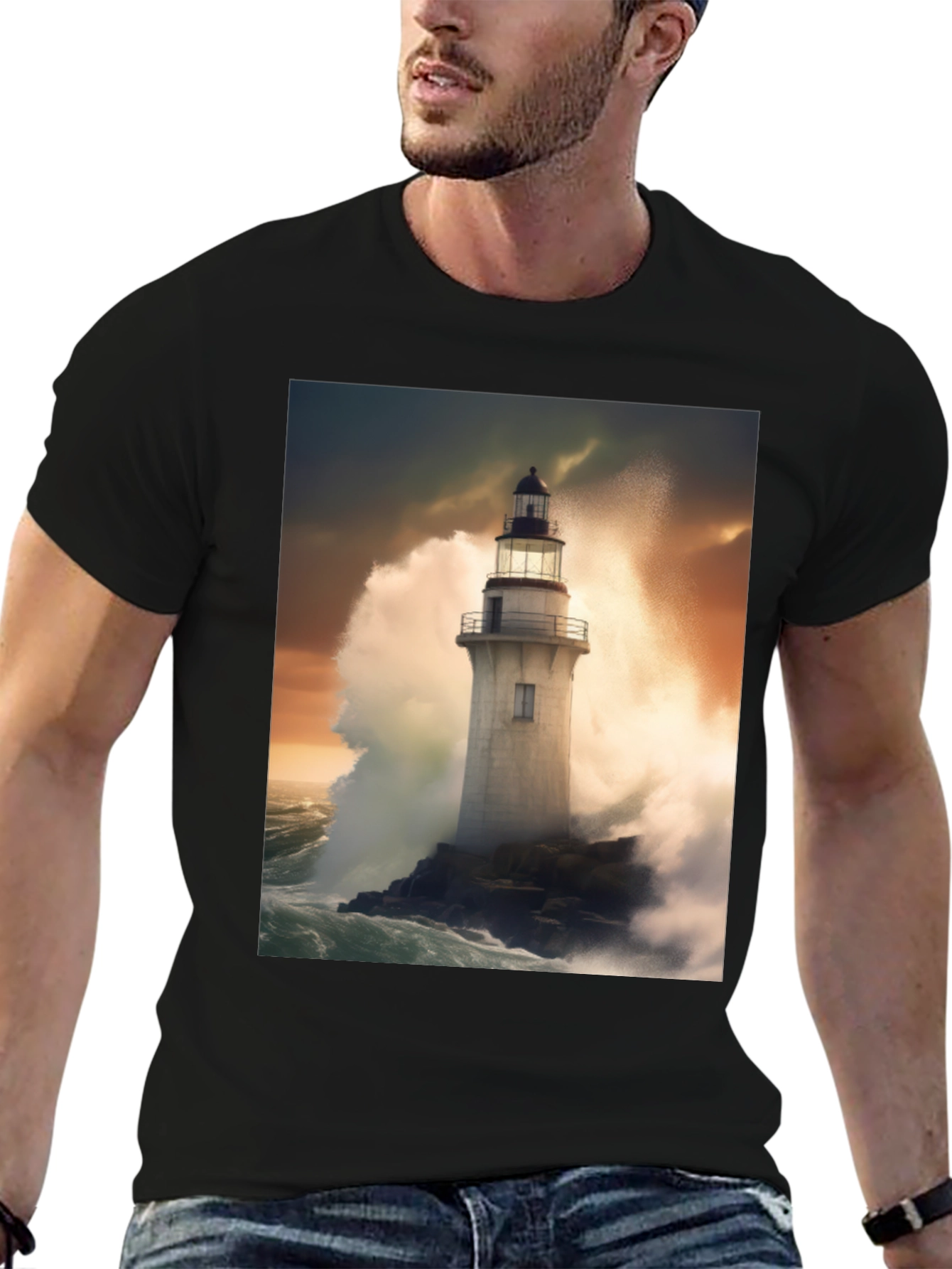 Lighthouse Storm Tee - Coastal Graphic T-Shirt