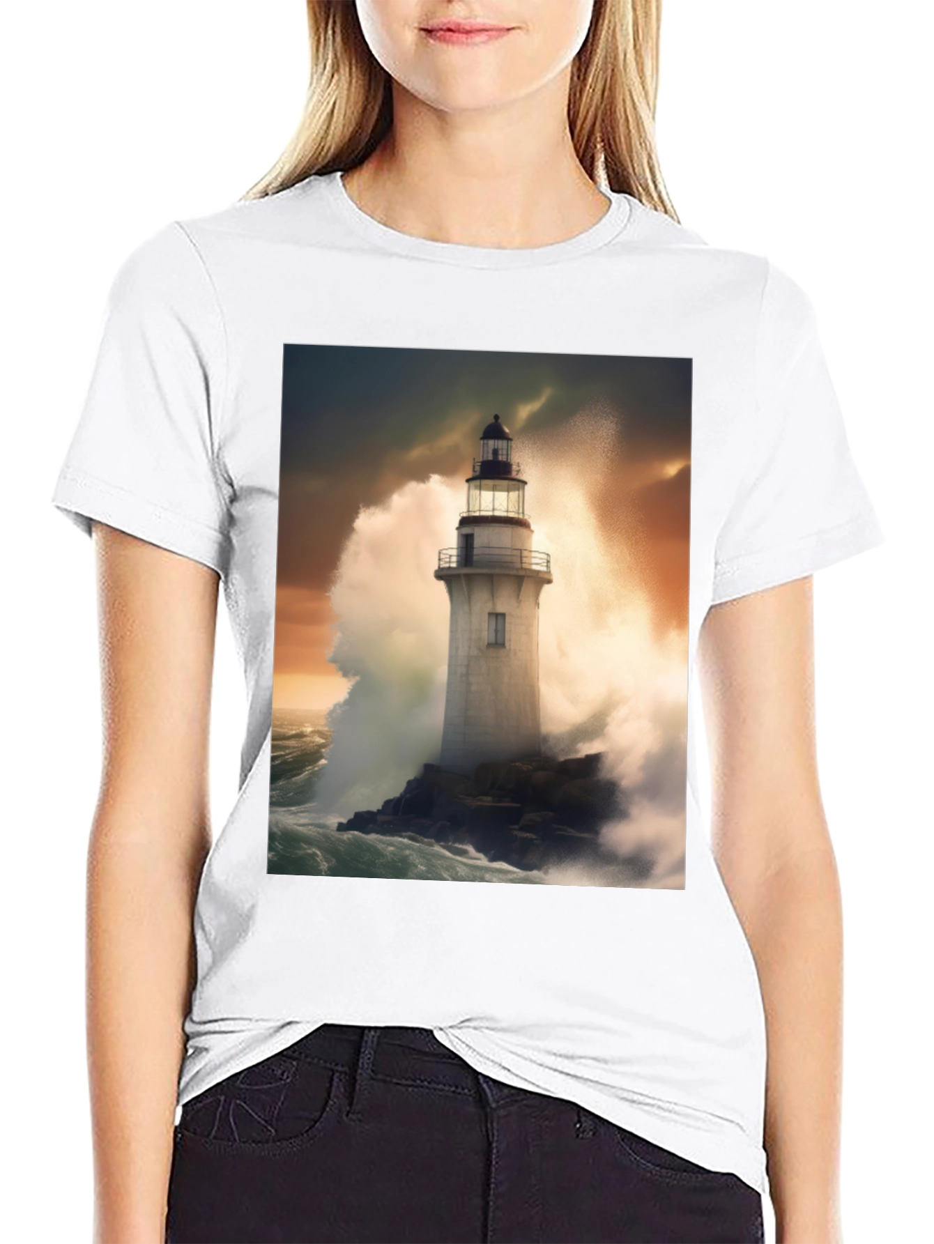Lighthouse Storm Tee - Coastal Graphic T-Shirt