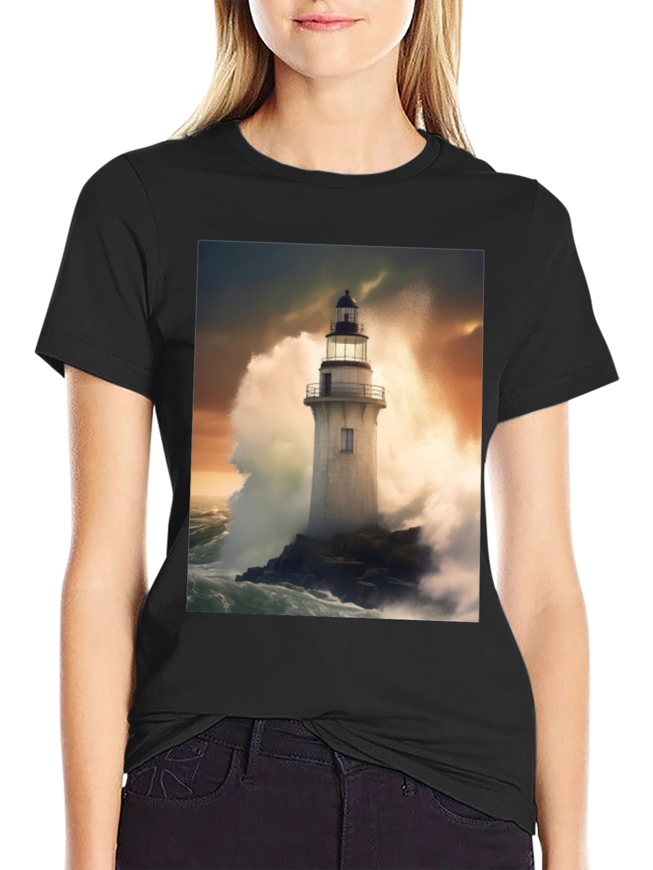 Lighthouse Storm Tee - Coastal Graphic T-Shirt