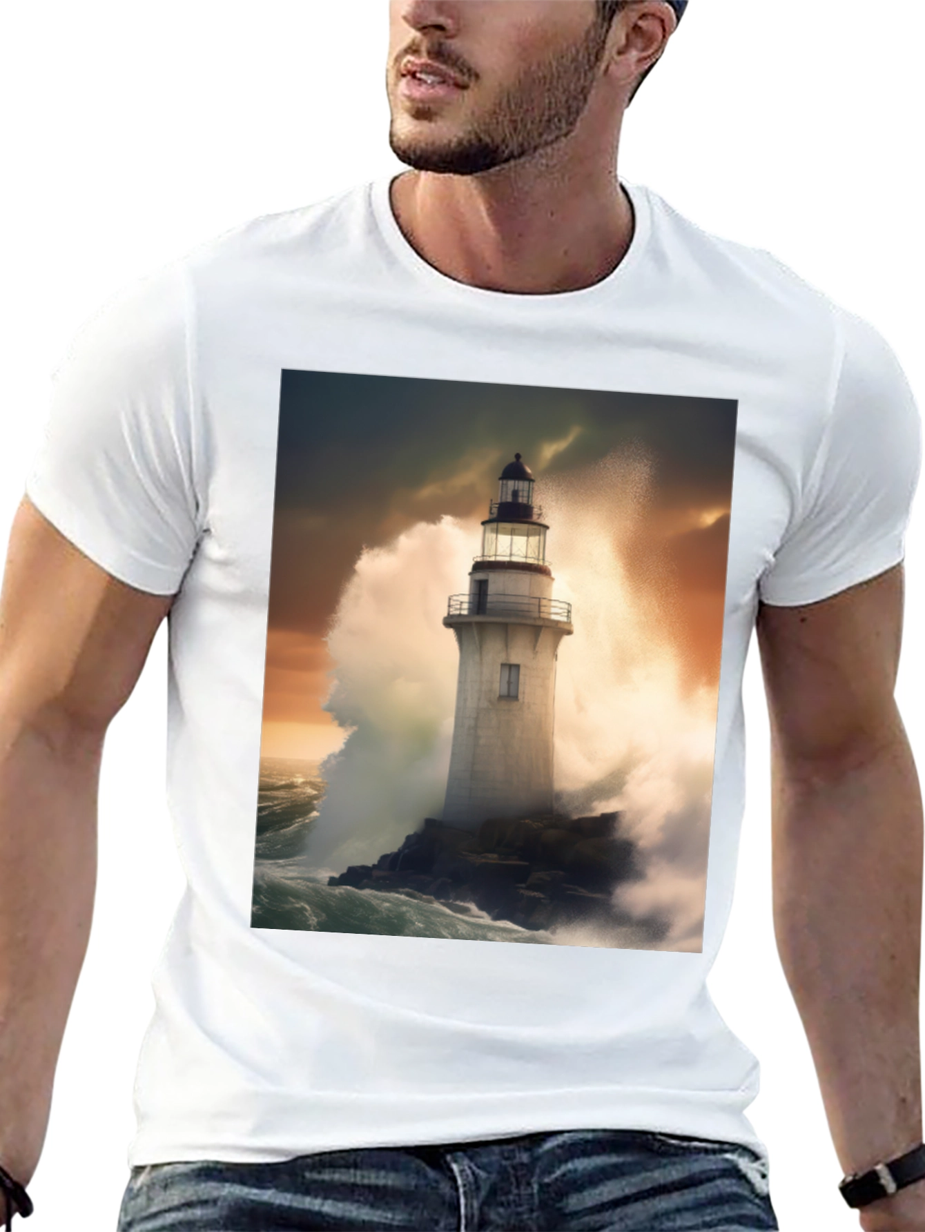 Lighthouse Storm Tee - Coastal Graphic T-Shirt