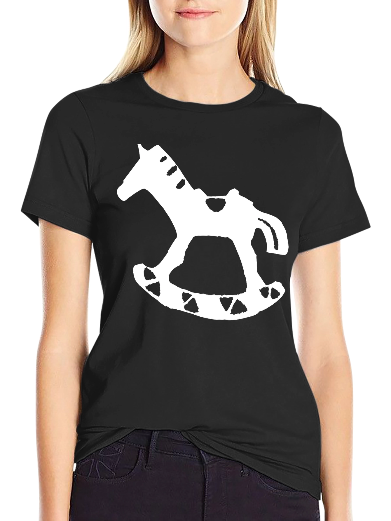 Rocking Horse Graphic Tee - Black Cotton T-Shirt