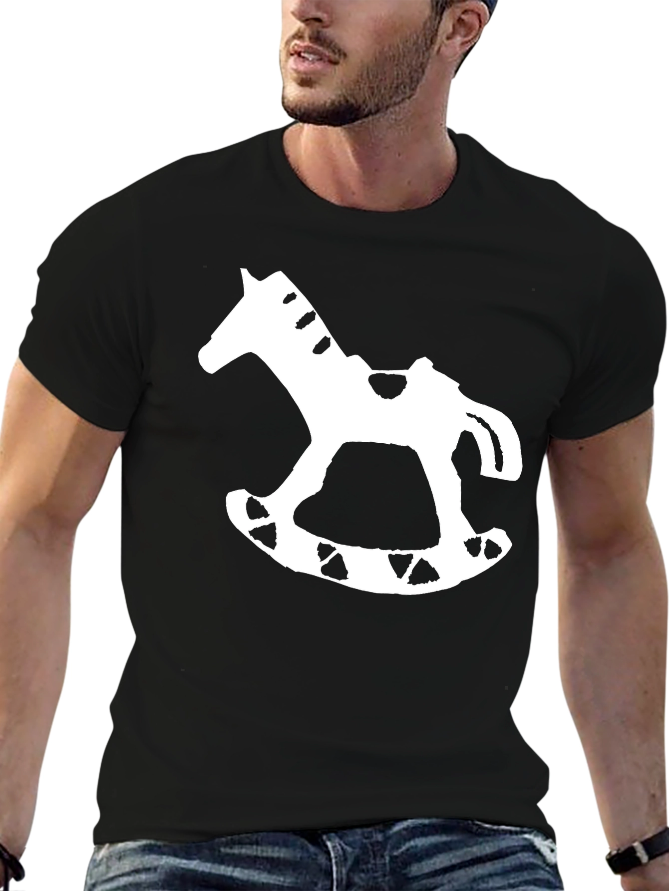 Rocking Horse Graphic Tee - Black Cotton T-Shirt