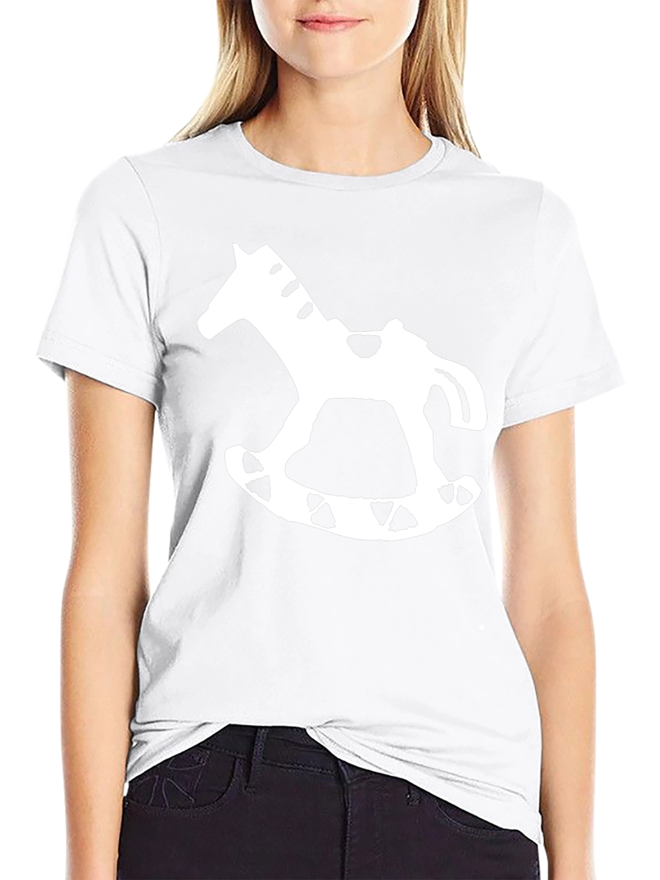 Rocking Horse Graphic Tee - Black Cotton T-Shirt