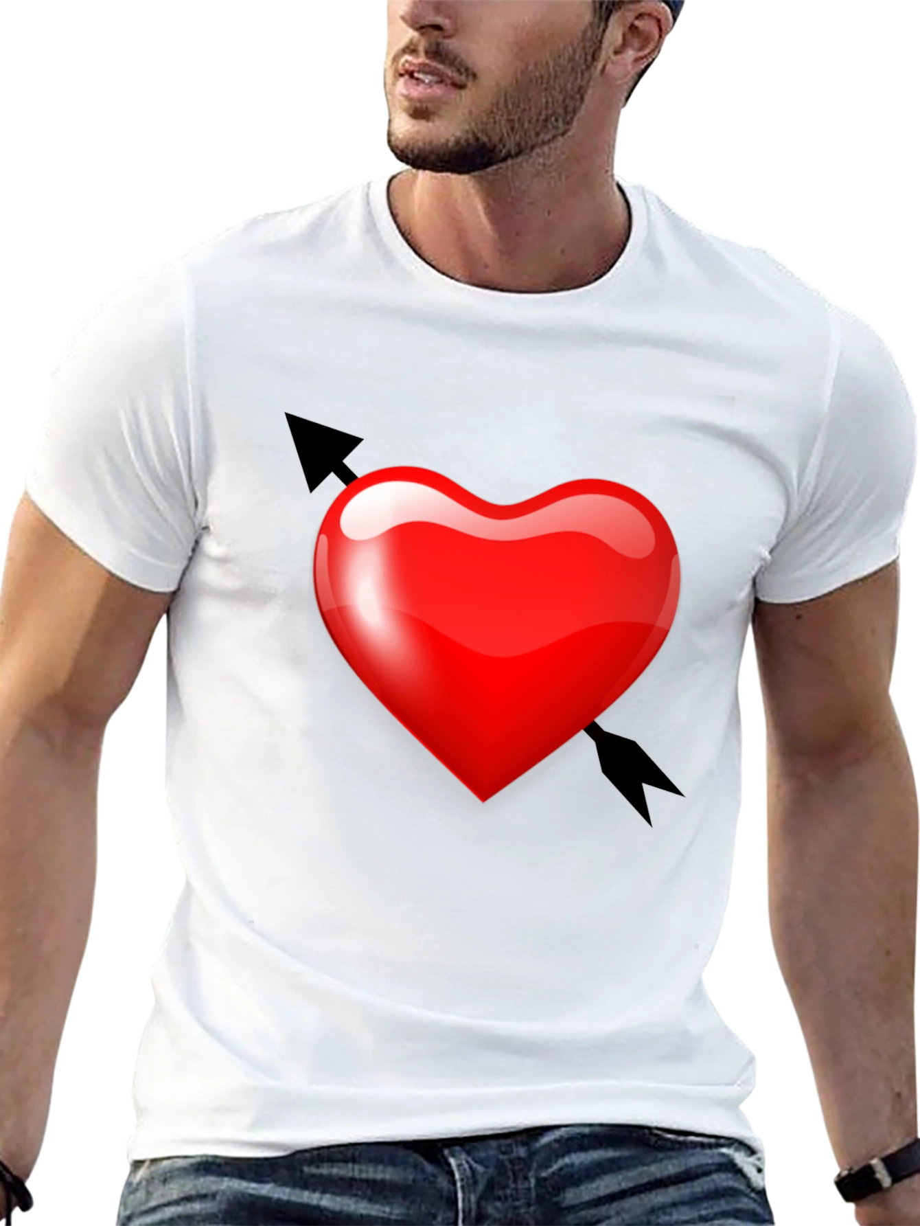 Heart with Arrow Graphic Black T-Shirt