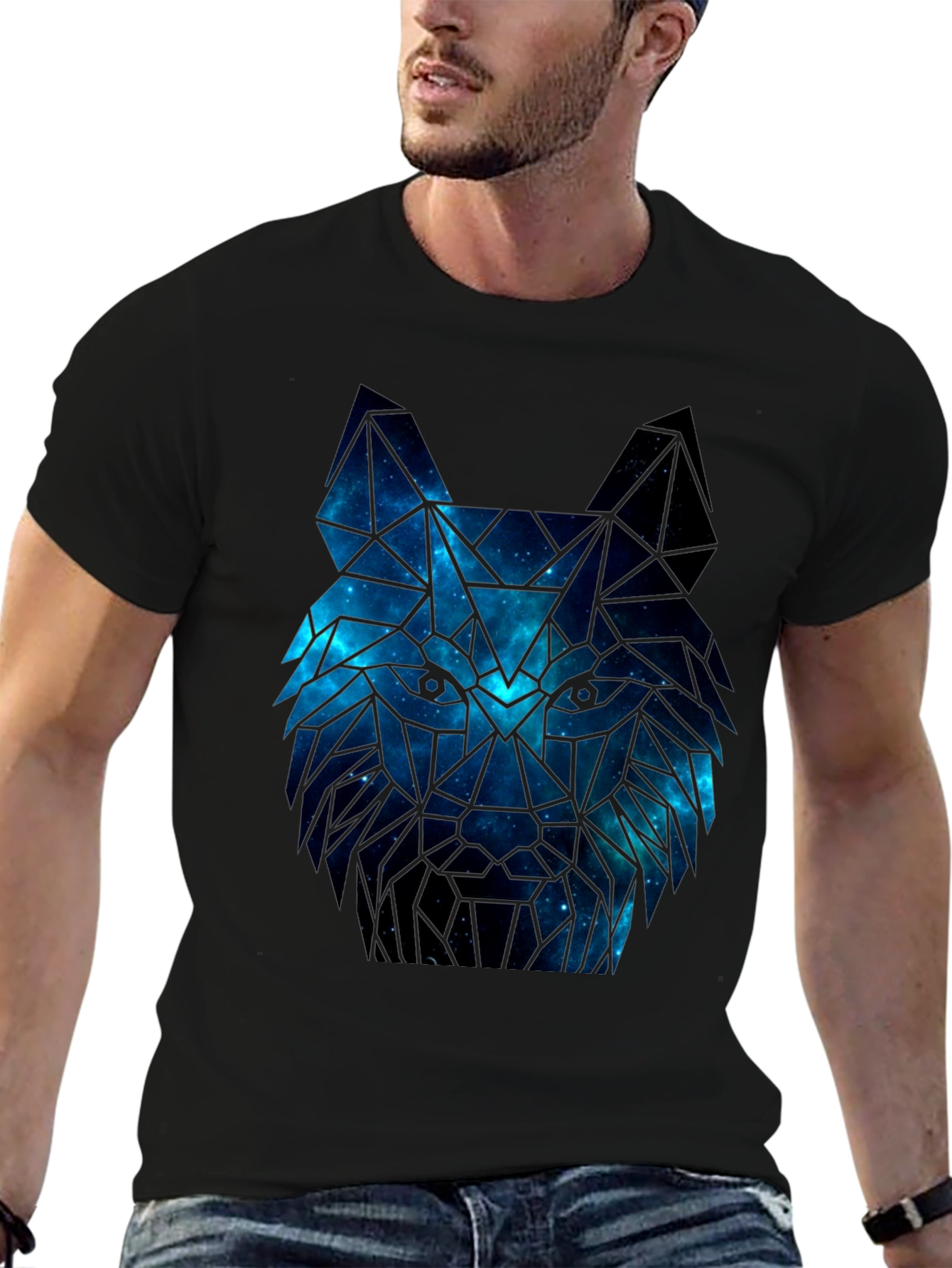 Galaxy Wolf Graphic Tee - Mens Black T-Shirt
