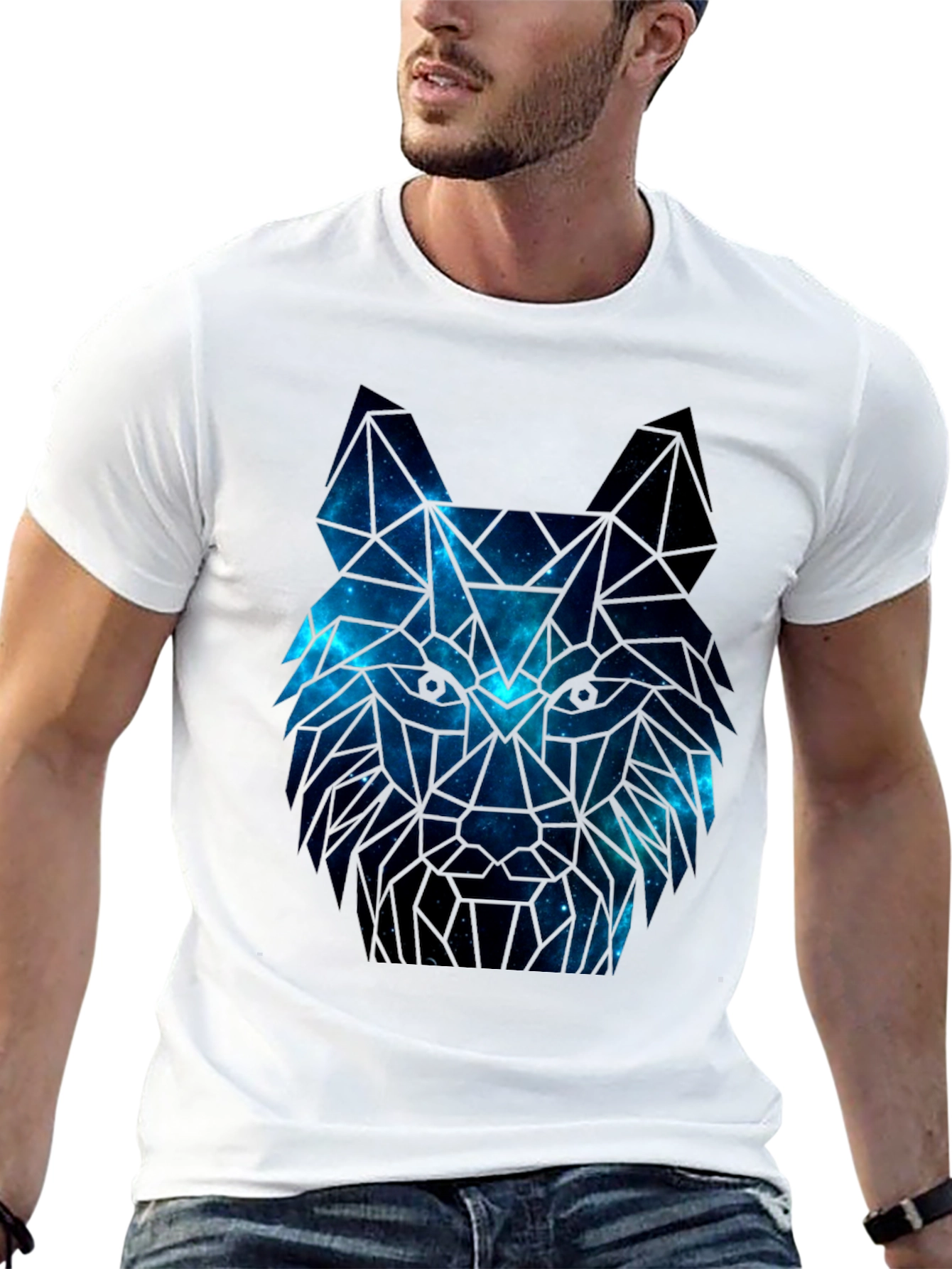 Galaxy Wolf Graphic Tee - Mens Black T-Shirt