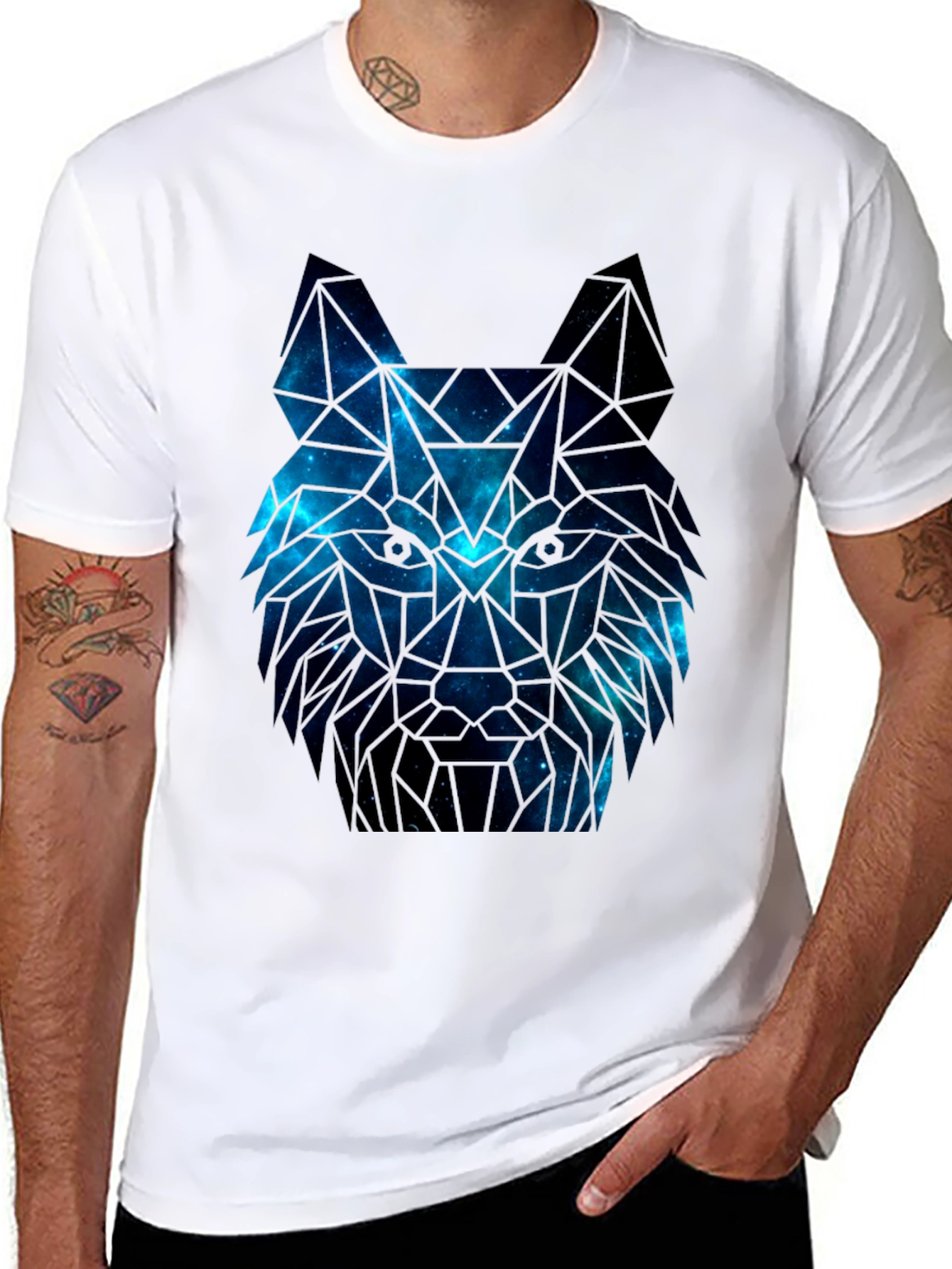 Galaxy Wolf Graphic Tee - Mens Black T-Shirt