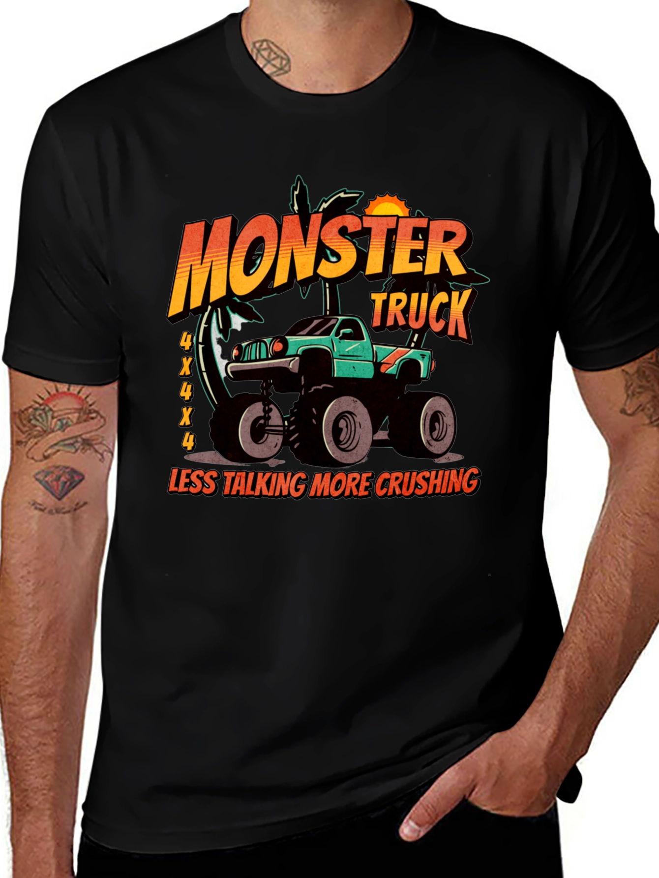 Monster Truck Crushing Graphic Tee - Black