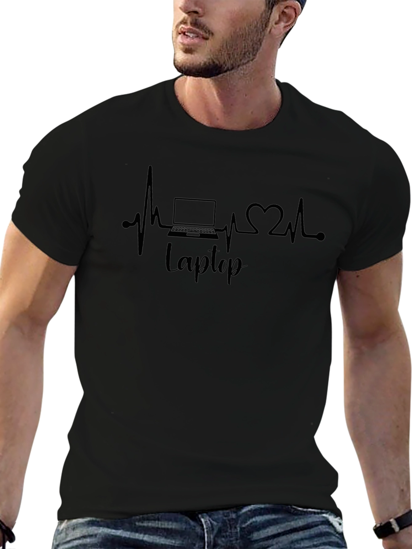Laptop Heartbeat T-Shirt - For Tech Lovers