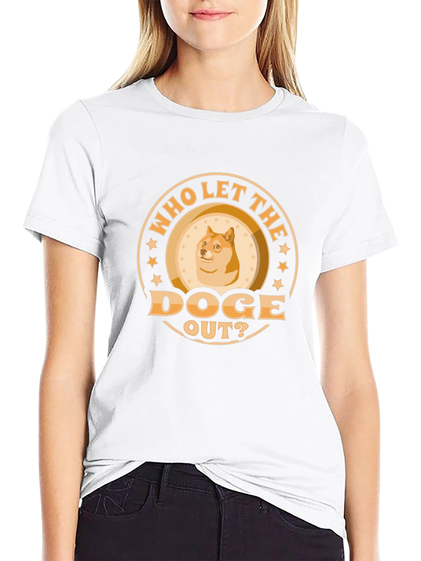 Who Let The Doge Out? Black T-Shirt