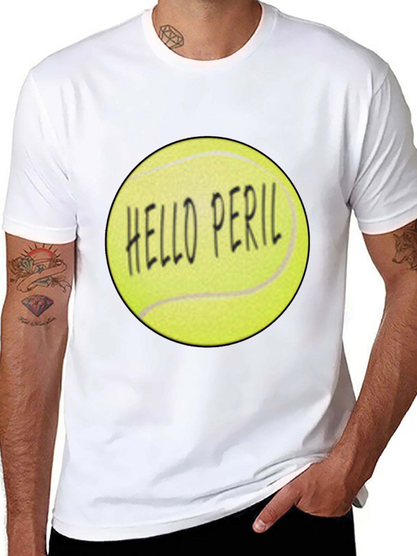 Hello Peril Tennis Ball Graphic T-Shirt