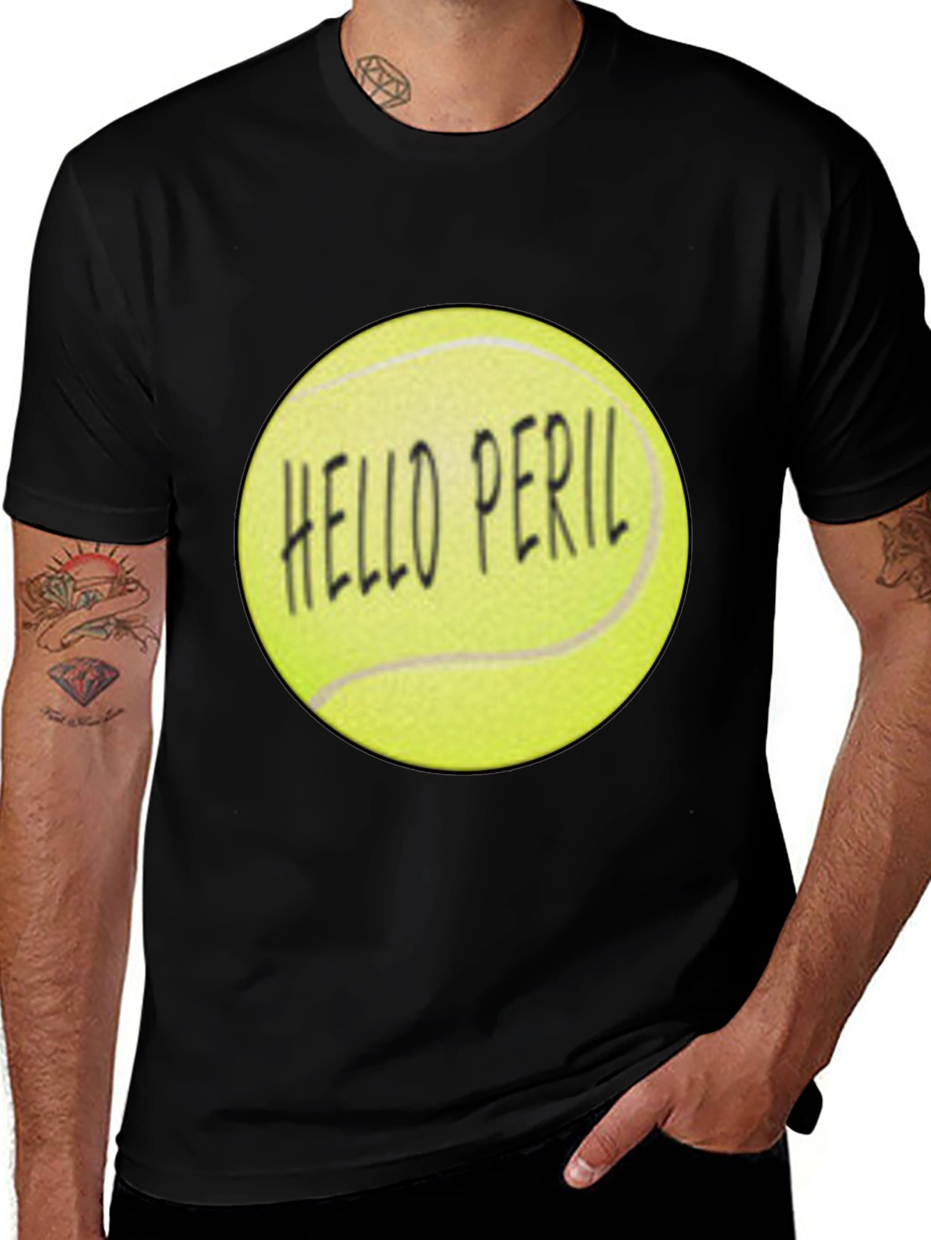 Hello Peril Tennis Ball Graphic T-Shirt