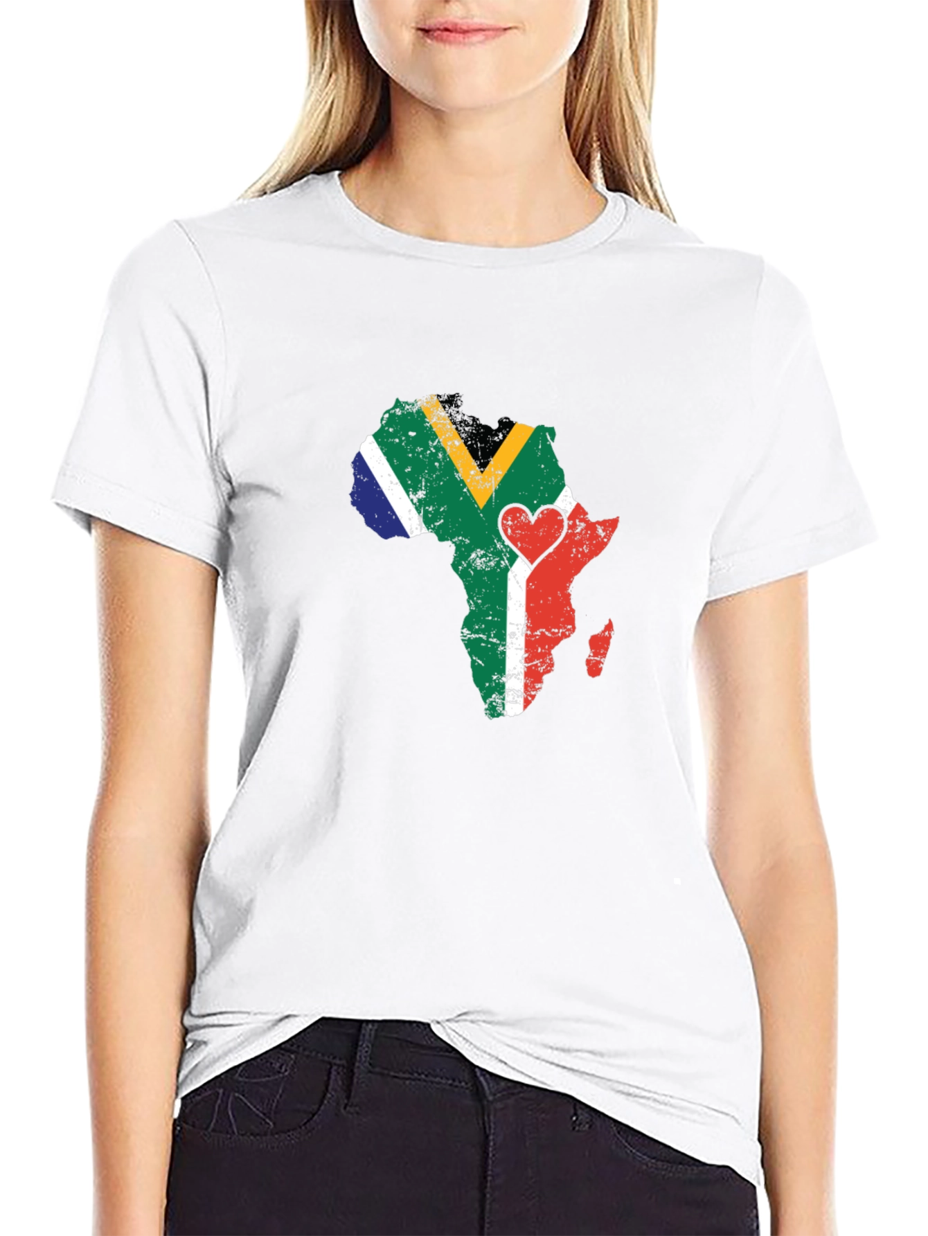 Africa Map South Africa Flag Heart T-Shirt