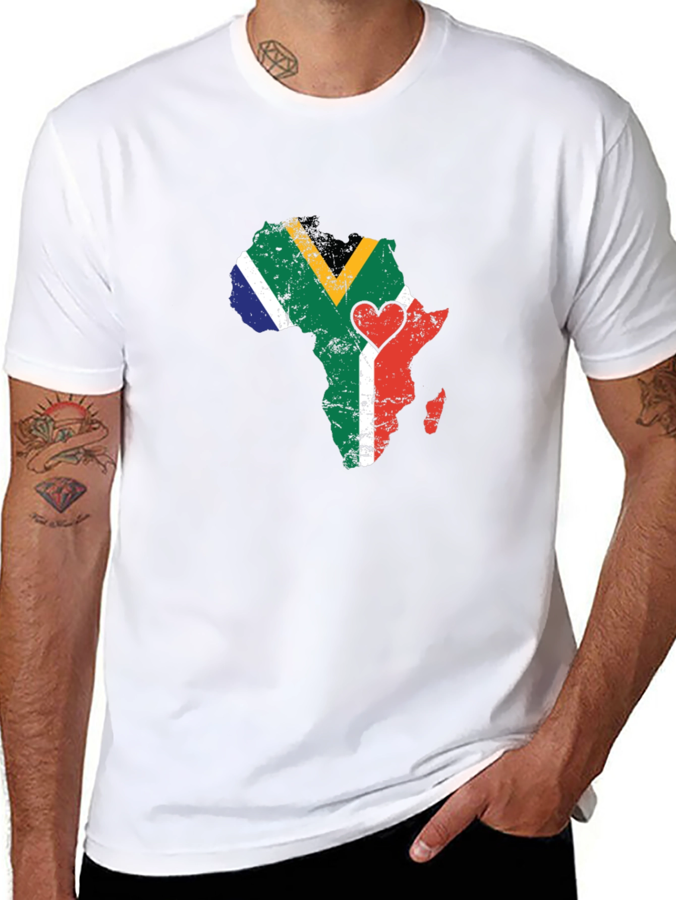 Africa Map South Africa Flag Heart T-Shirt