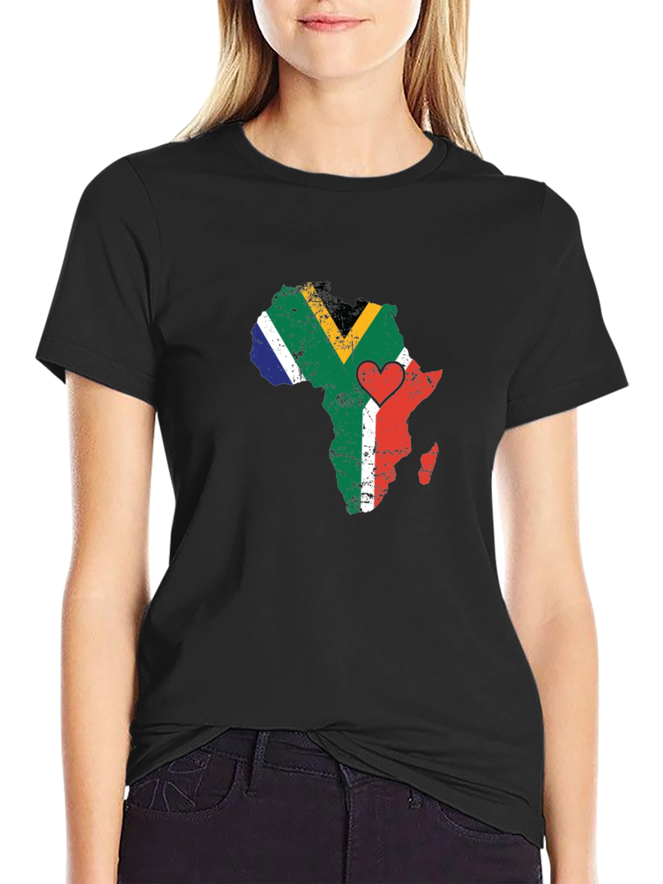 Africa Map South Africa Flag Heart T-Shirt