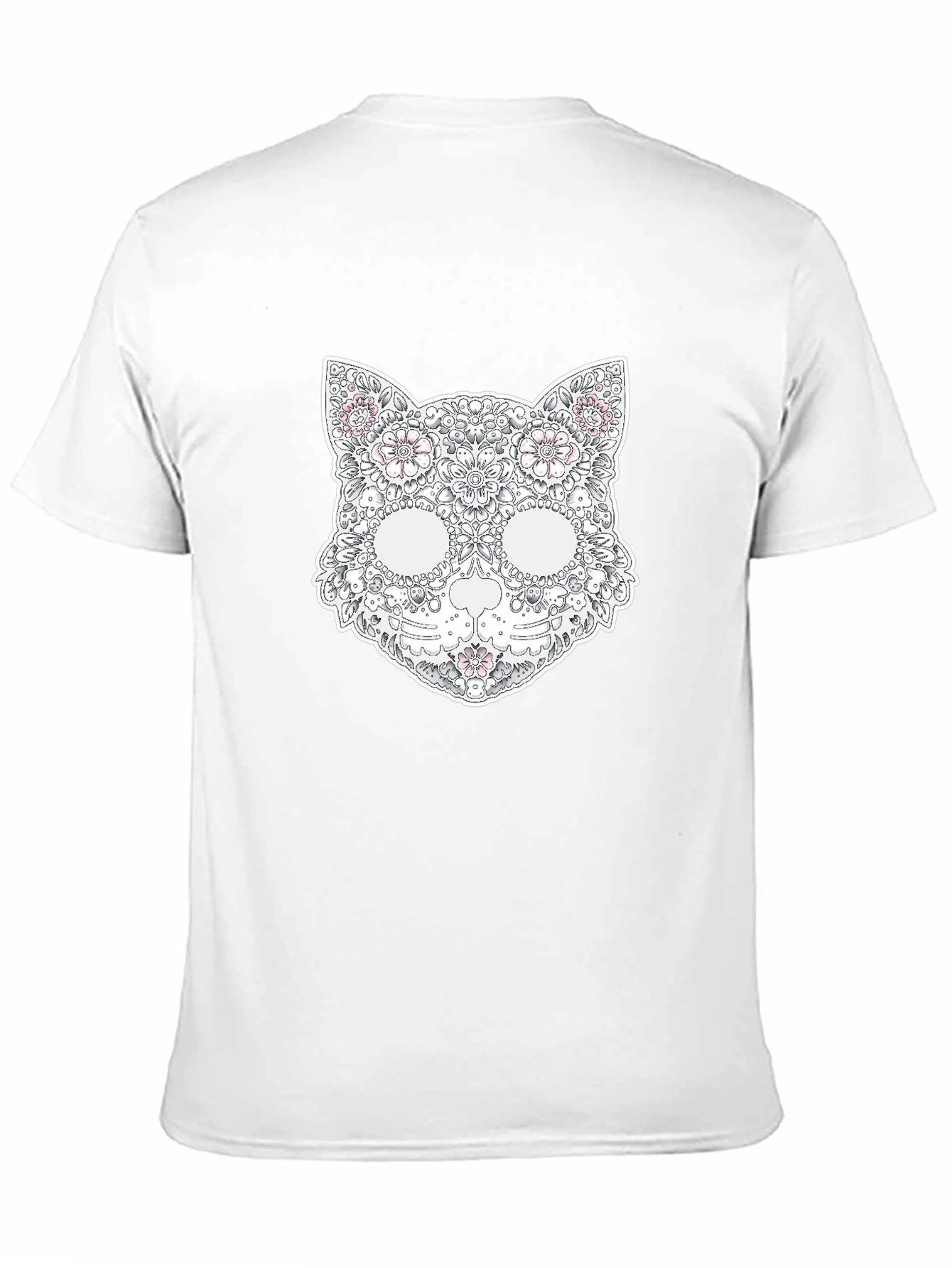 Floral Cat Skull T-Shirt - Unique Graphic Tee