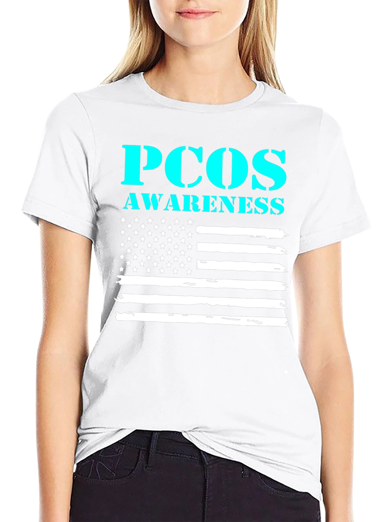 PCOS Awareness US Flag T-Shirt