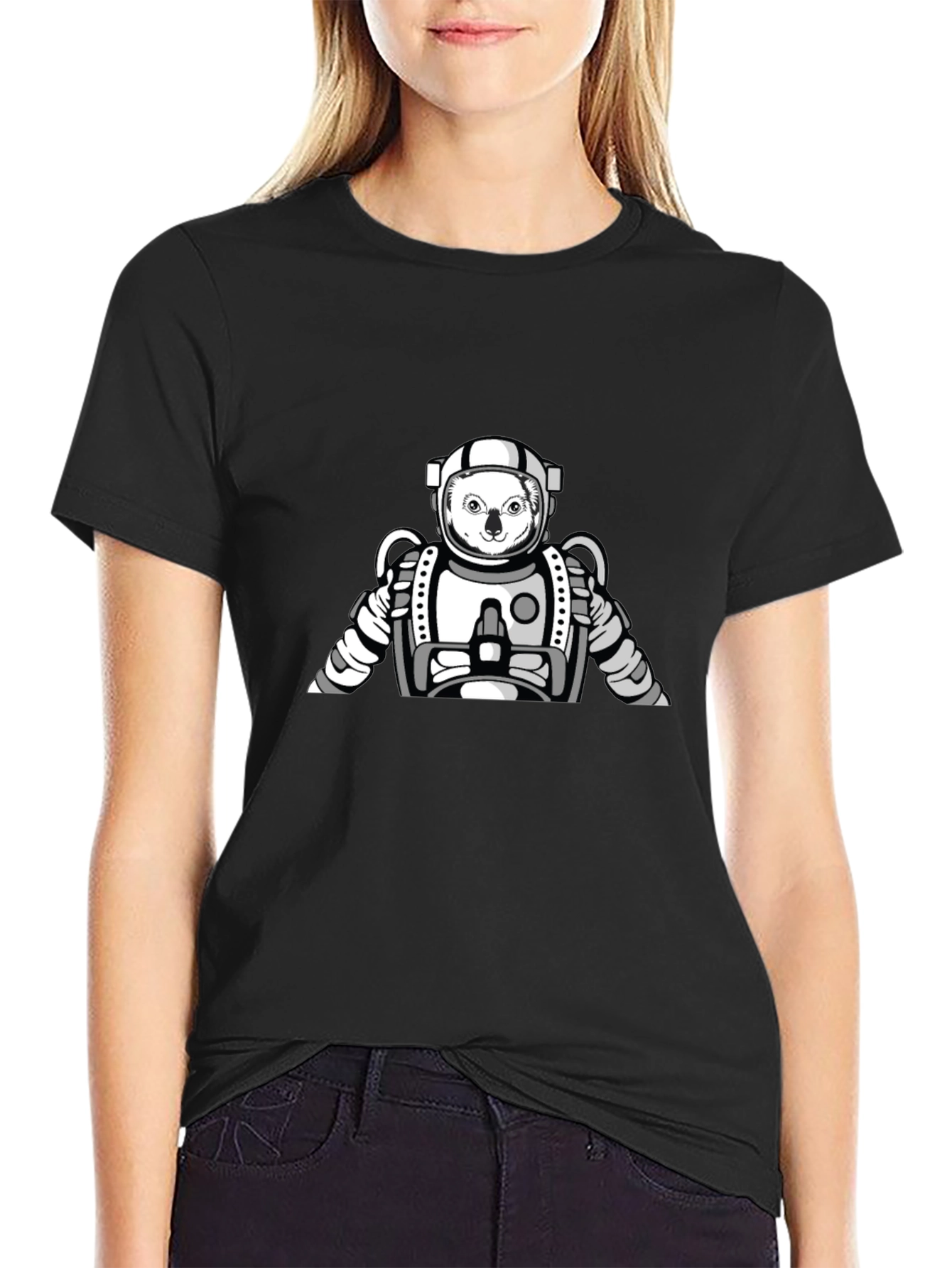 Koala Astronaut Graphic T-Shirt - Black Cotton Tee