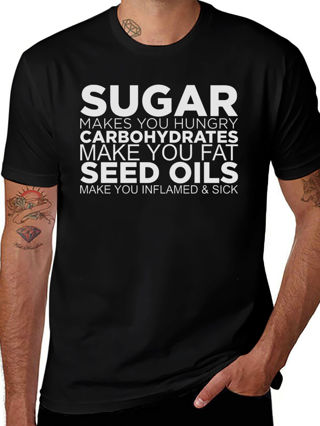Sugar Makes You Hungry Black Graphic Tee