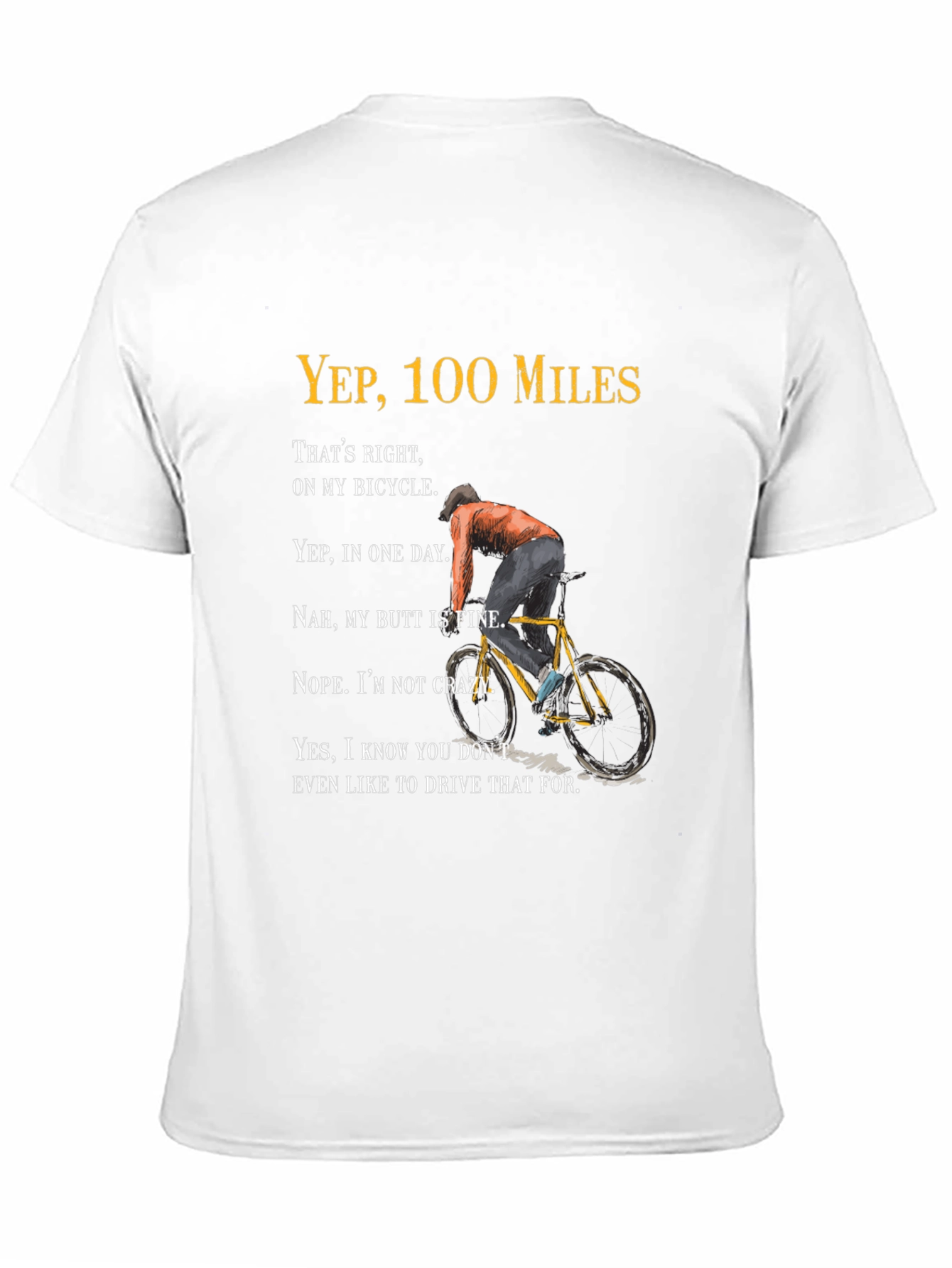 100 Miles Bicycle Graphic T-Shirt - Funny Cycling Tee