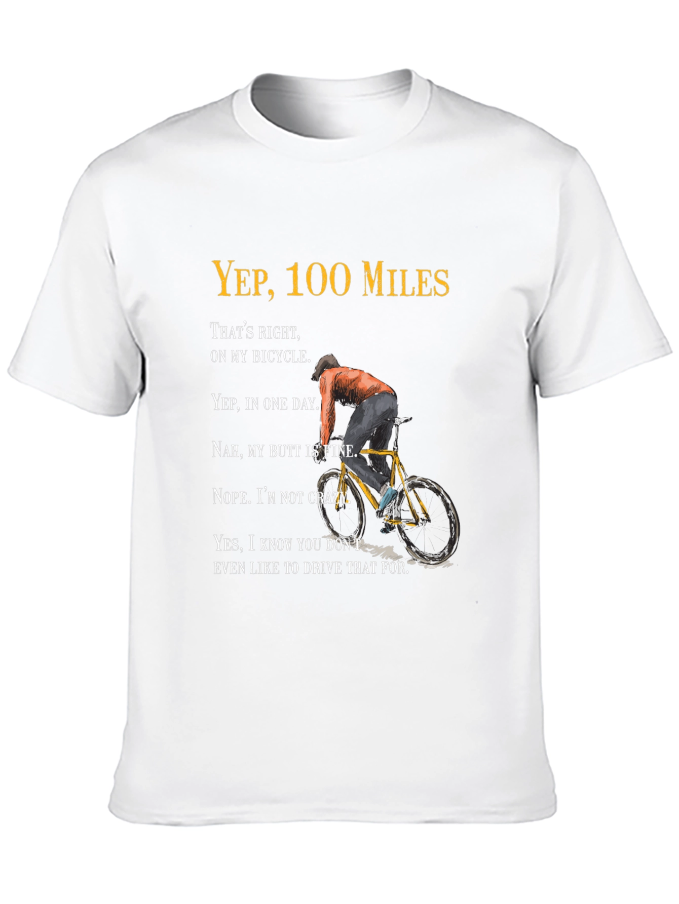 100 Miles Bicycle Graphic T-Shirt - Funny Cycling Tee