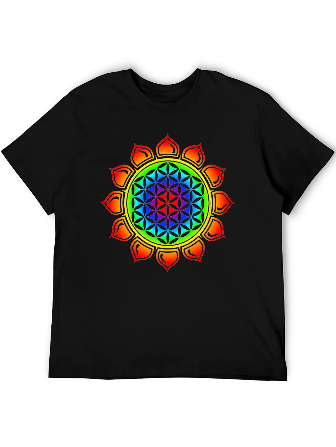 Flower of Life Chakra T-Shirt - Rainbow Design