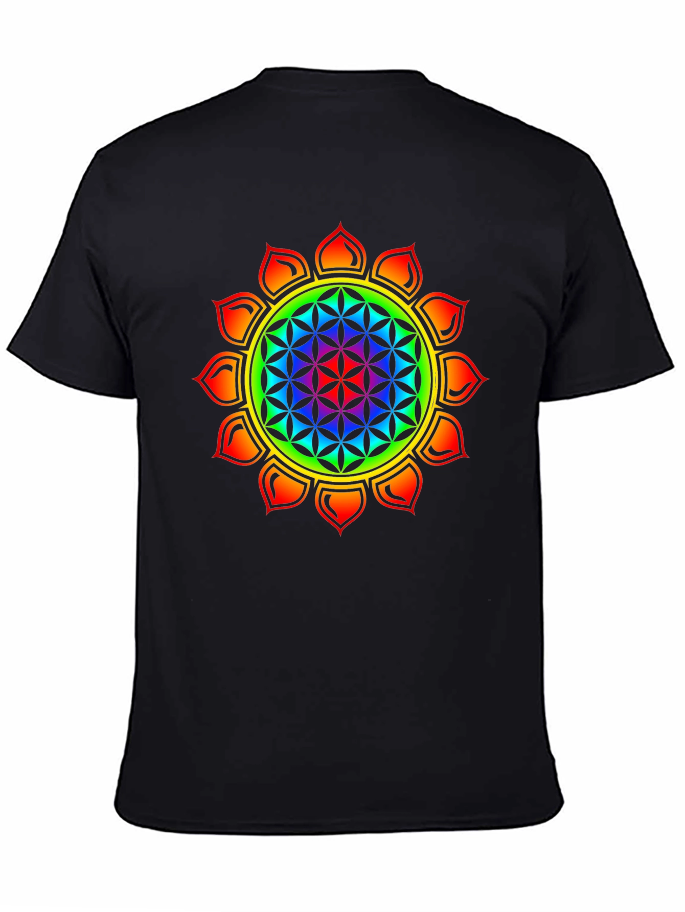 Flower of Life Chakra T-Shirt - Rainbow Design